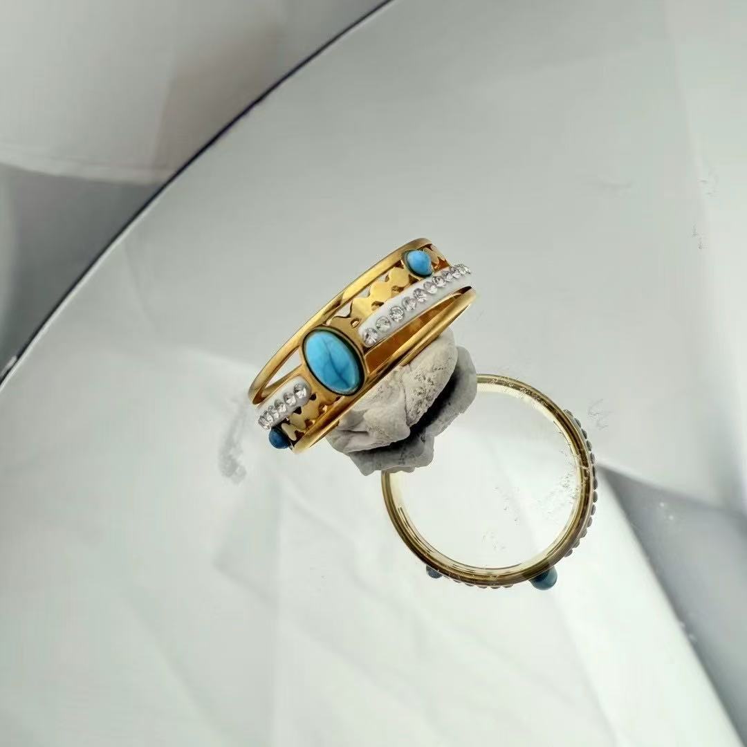 Gold-Plated Stainless Steel Ring – Unique Cultural Design