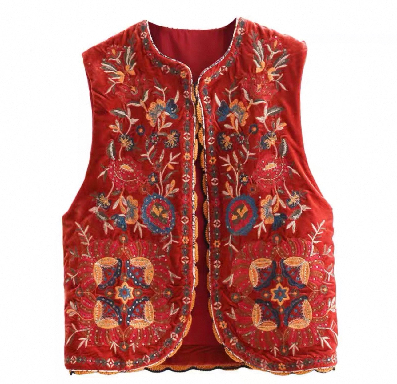 Embroidered Beaded Vest – Ethnic Vintage Style (One Size) 7