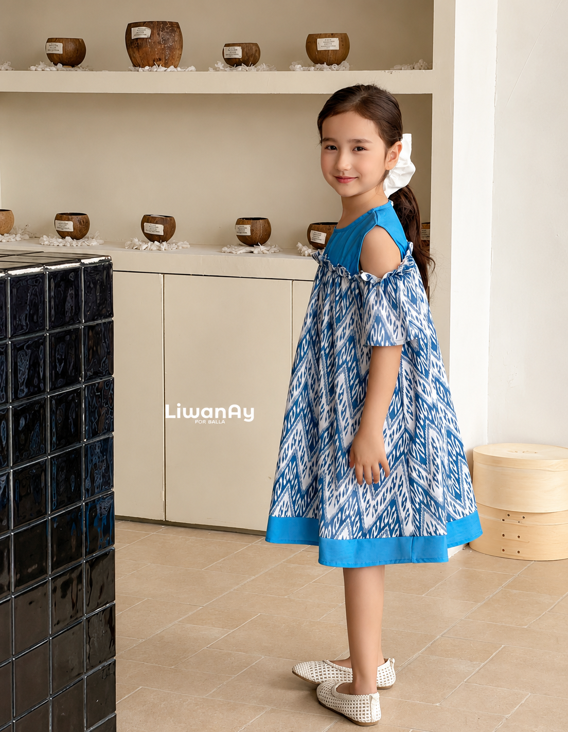 Siblings Set – Blue Ikat Dress & Shirt (Buy Separately )