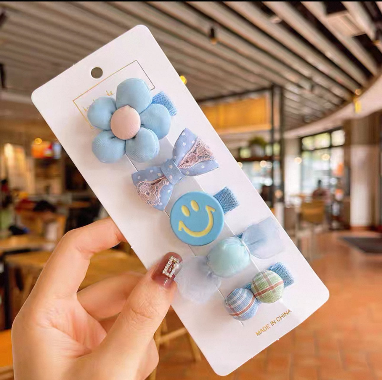 Flower & Smiley Hair Clip Set