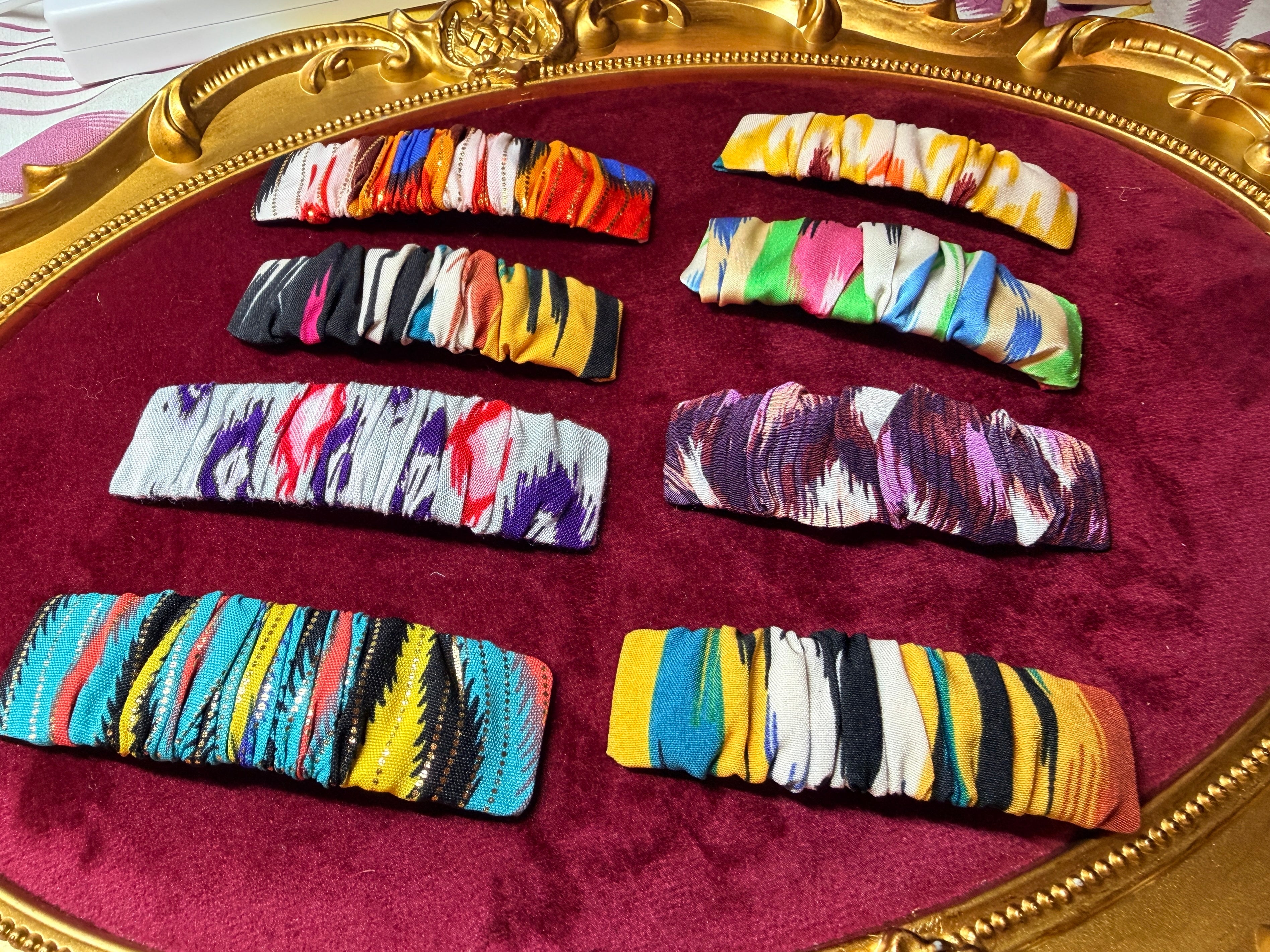 Handmade Atlas Ikat Hair Clips – Set of 2 (Random Colors)