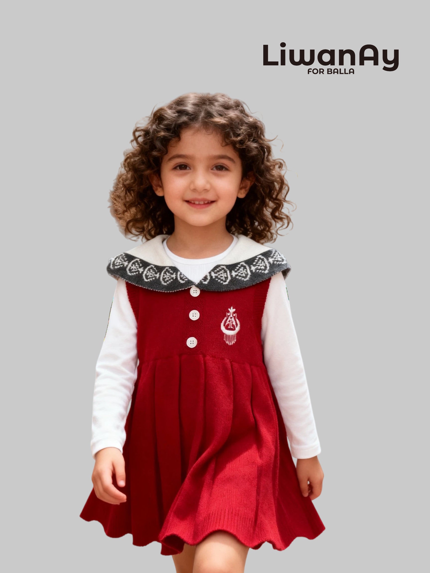 Red Knit Sailor-Collar Dress