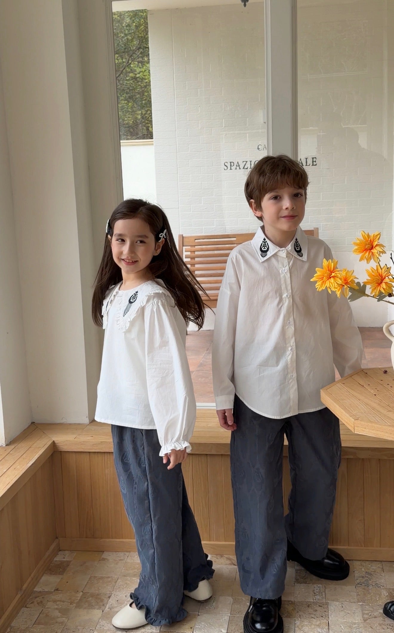 Classic Embroidered Collar Shirt – Boys and girl's Collection