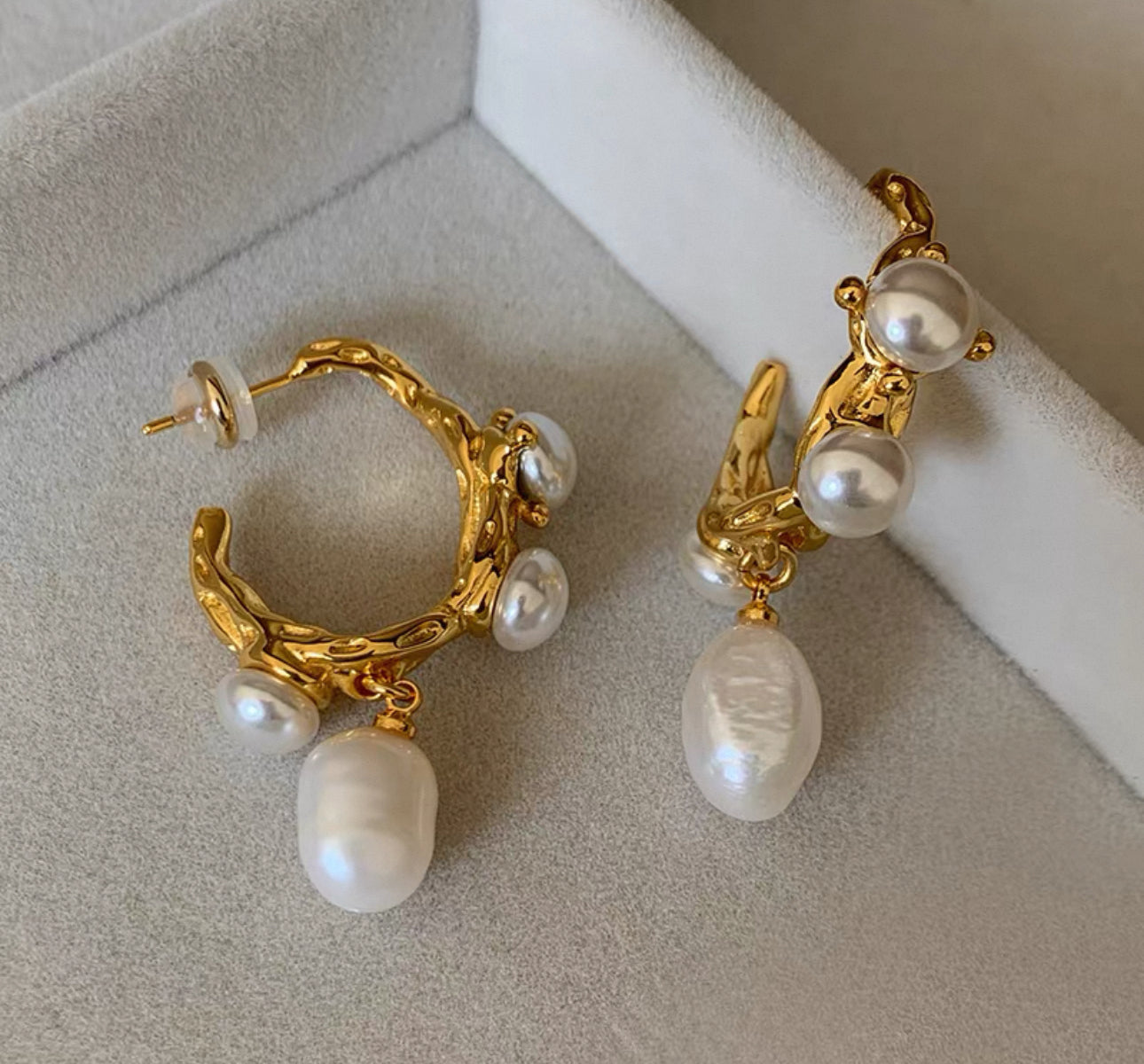Vintage Earrings with Natural Baroque Pearls(11)