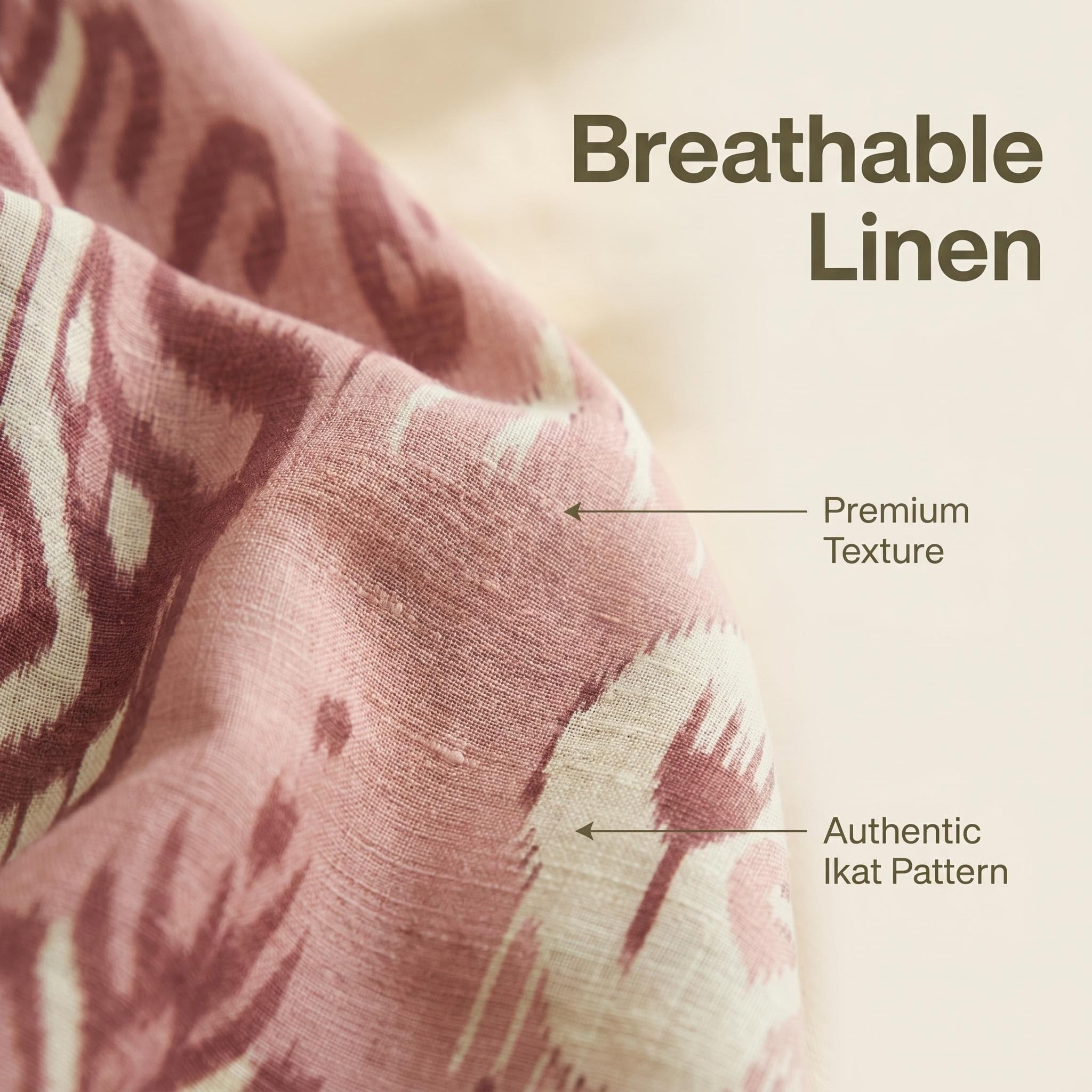 Blush Bloom Ikat Linen Maxi Skirt – 100% Linen Heritage A-Line Skirt (One Size)