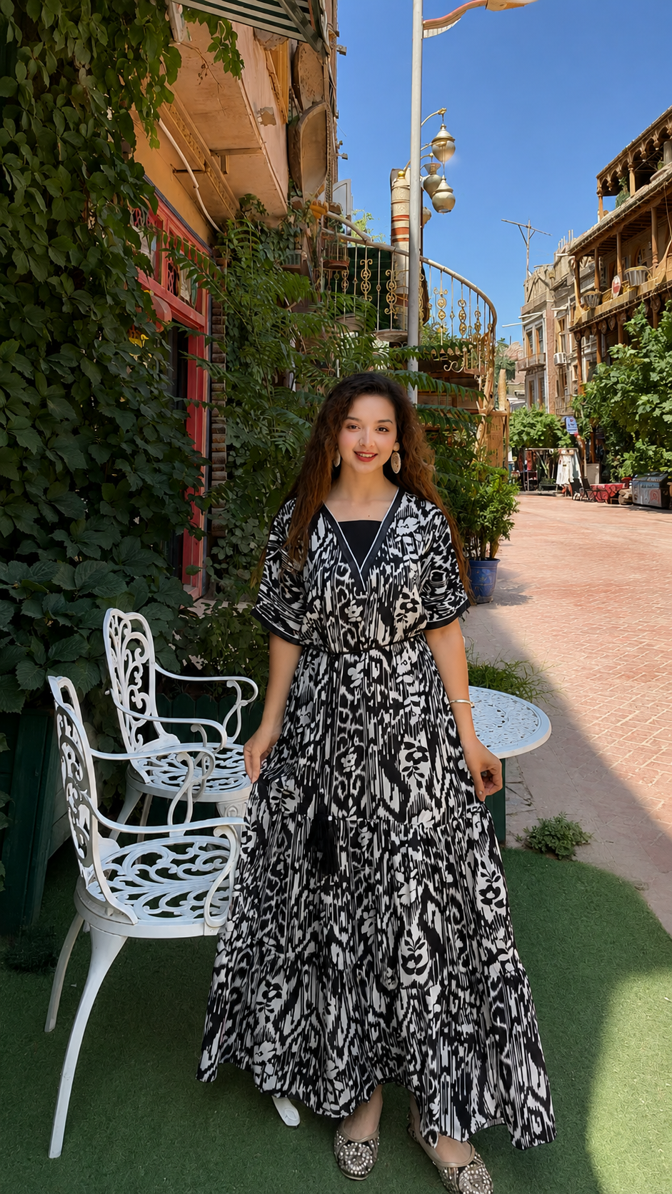 Midnight Atlas Chiffon Kaftan Dress