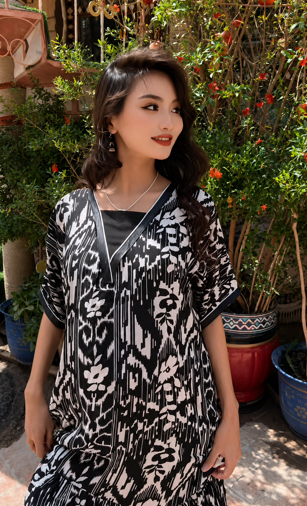 Midnight Atlas Chiffon Kaftan Dress