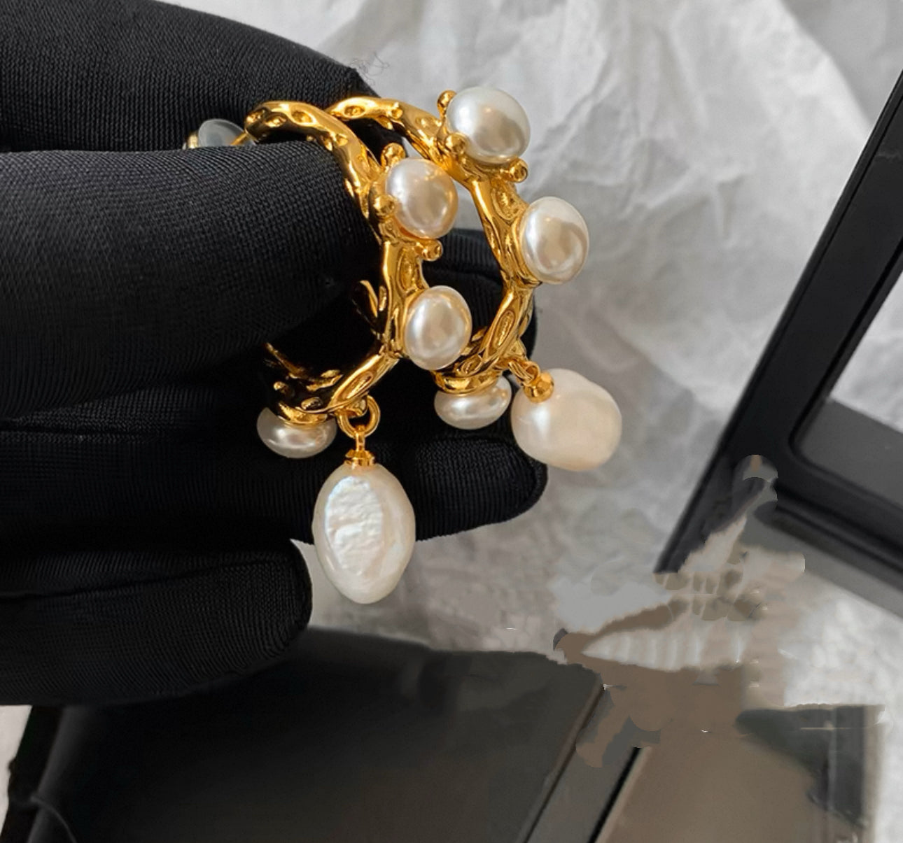 Vintage Earrings with Natural Baroque Pearls(11)