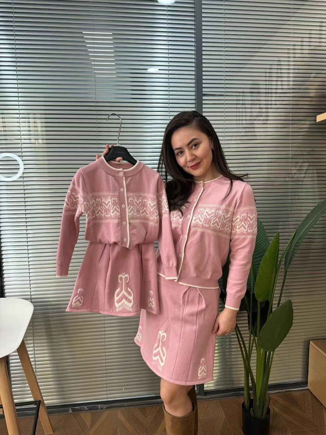 Elegant Knit Two-Piece Set – Free Size