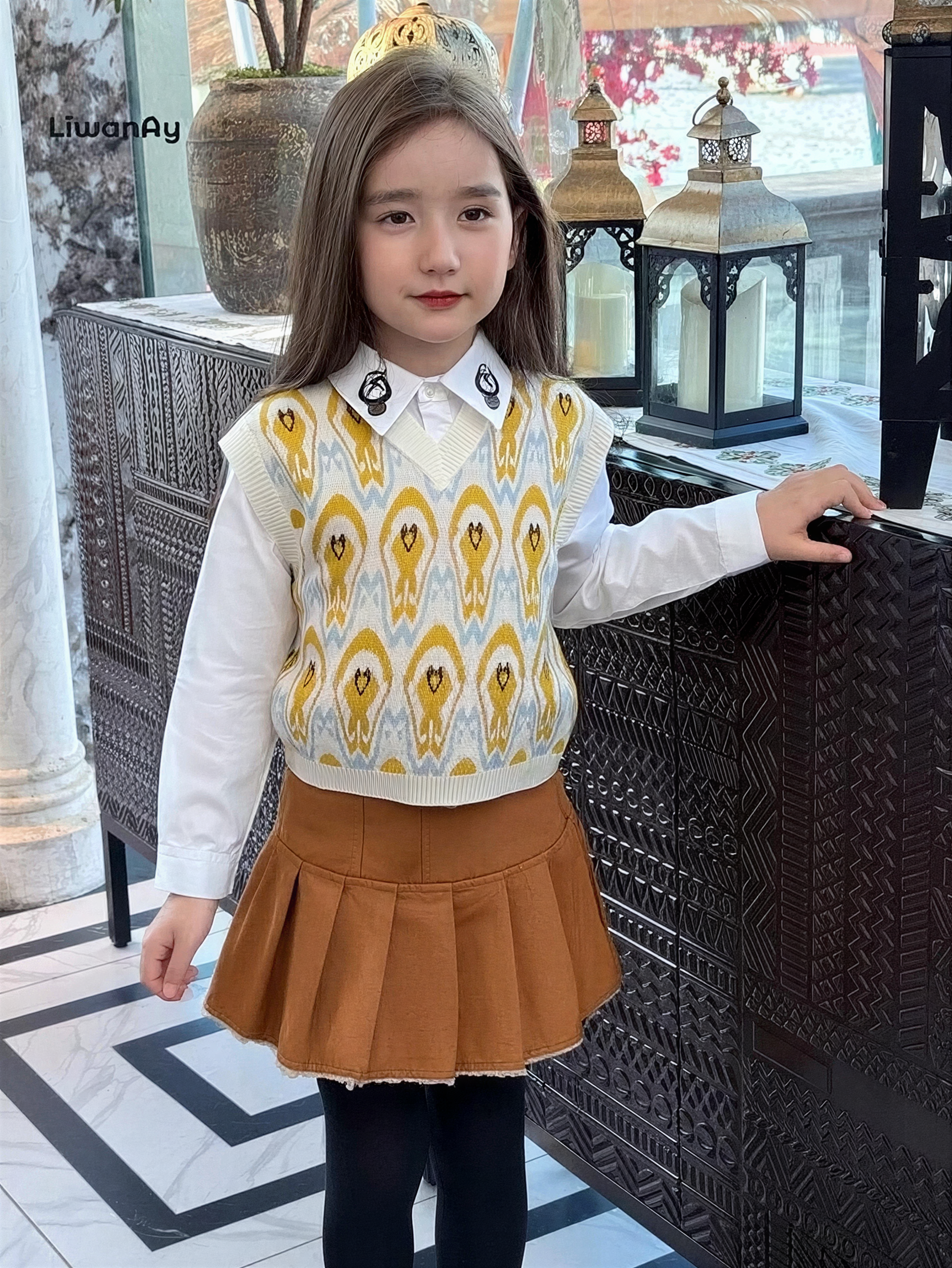 Vintage Caramel Pleated cotton Skirt