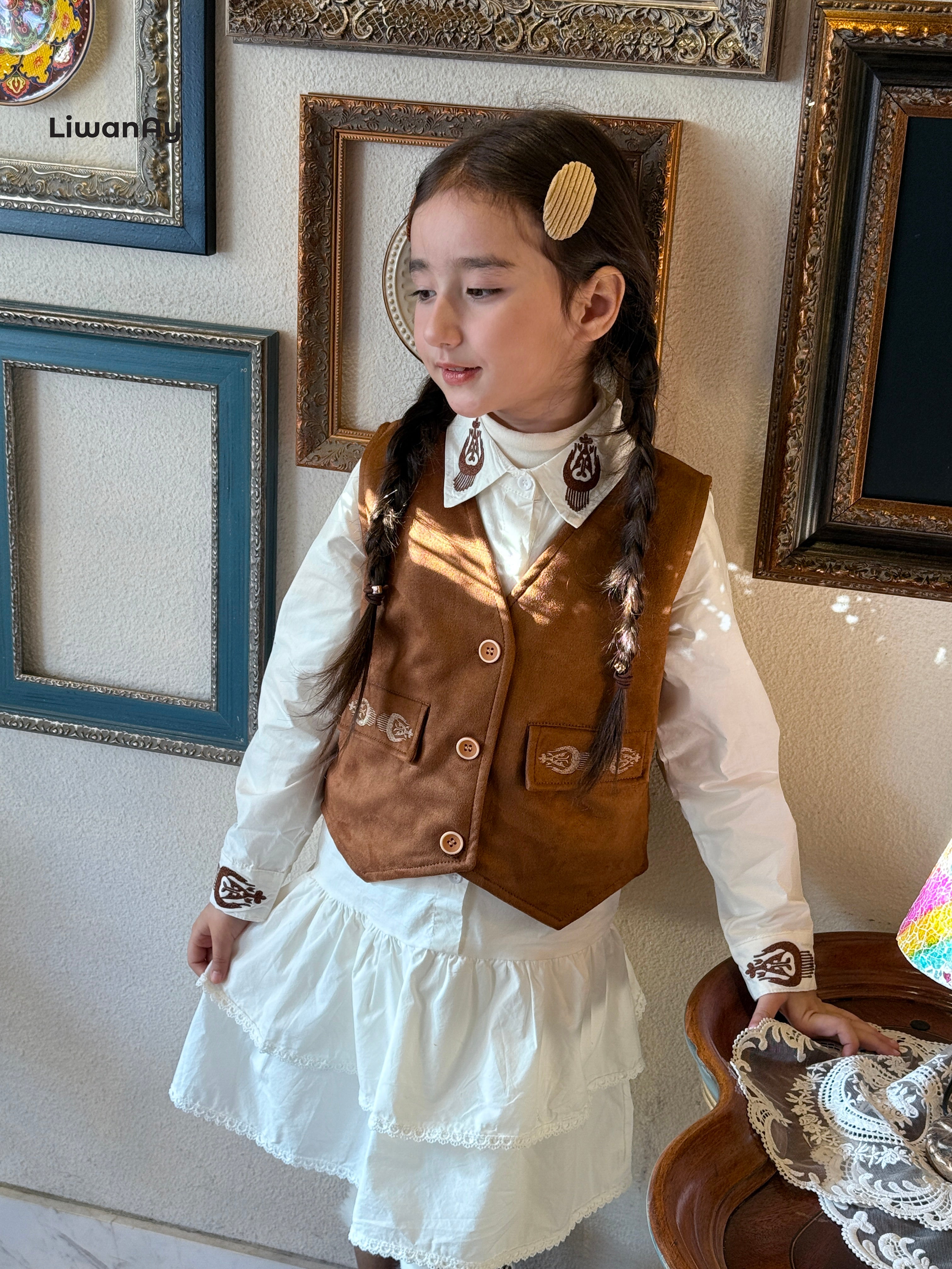 Embroidered Collar Tiered Dress Shirt – Elegant Everyday Style