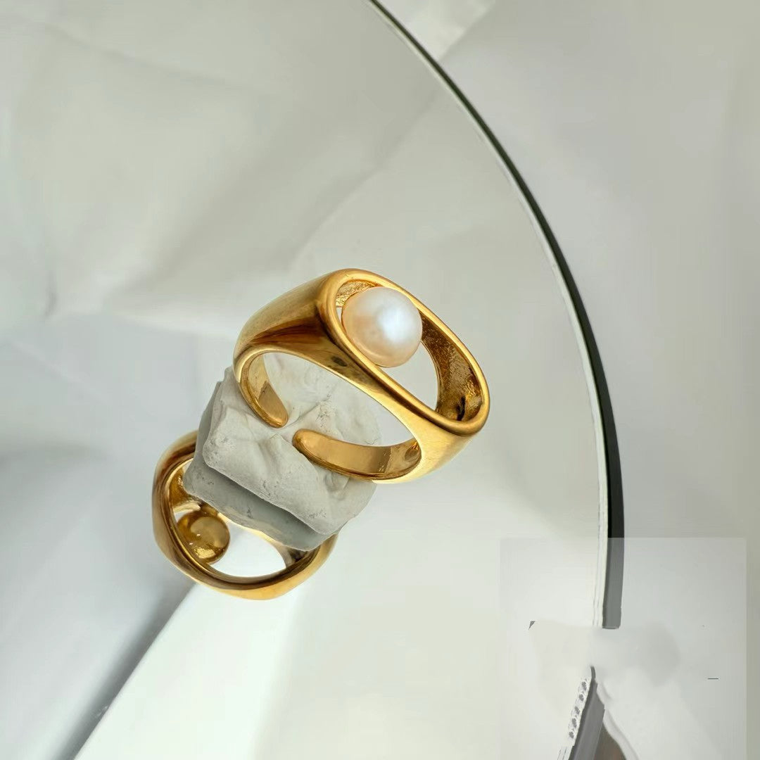 Gold-Plated Stainless Steel Ring – Unique Cultural Design