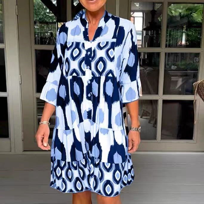 Fashionable Loose Printed Casual Dress – Ikat Style | Sizes S–2XL