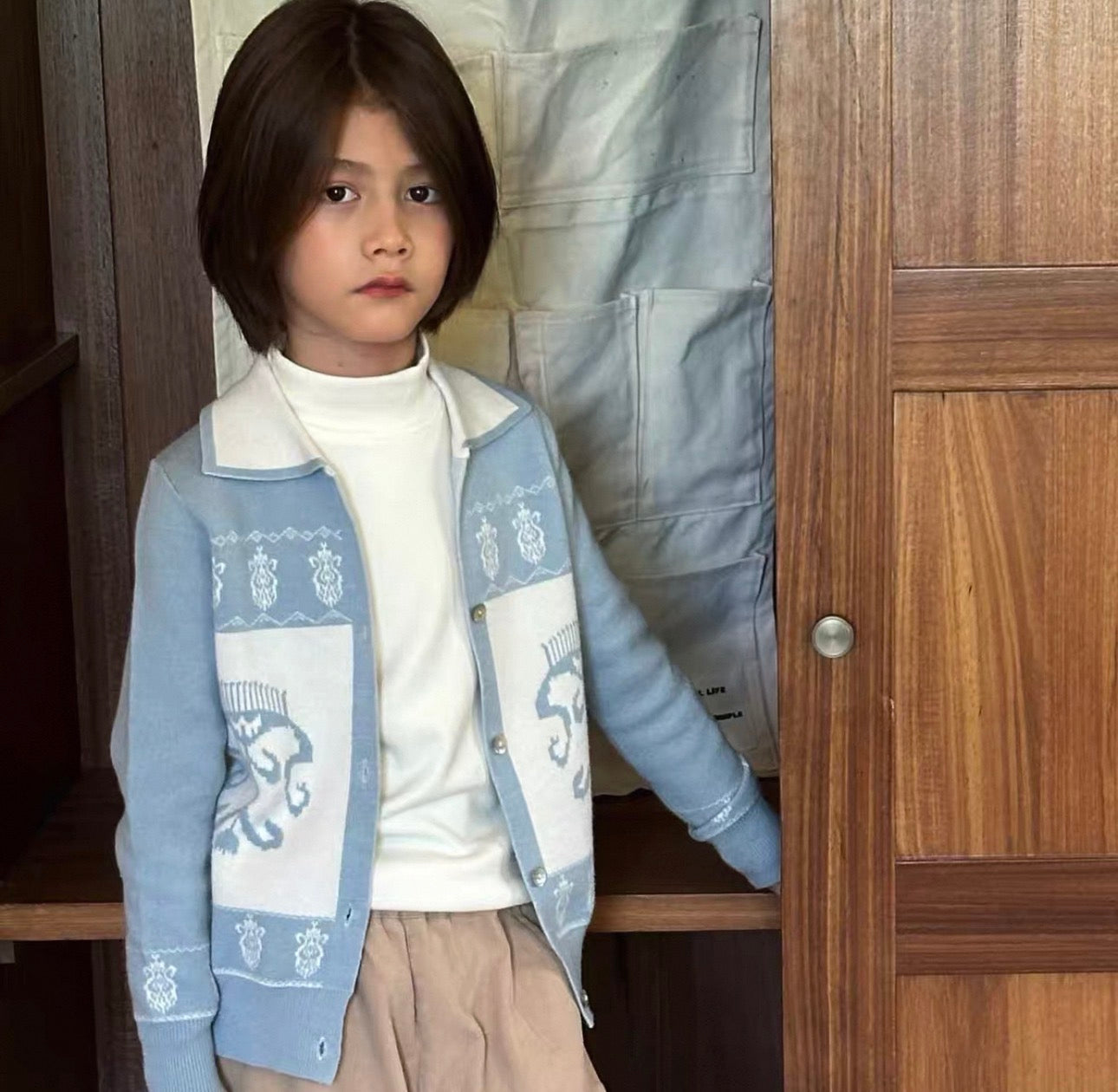 Blue Etlas Style Ethnic Knit Cardigan Jacket – Lightweight Spring/Fall Outerwear