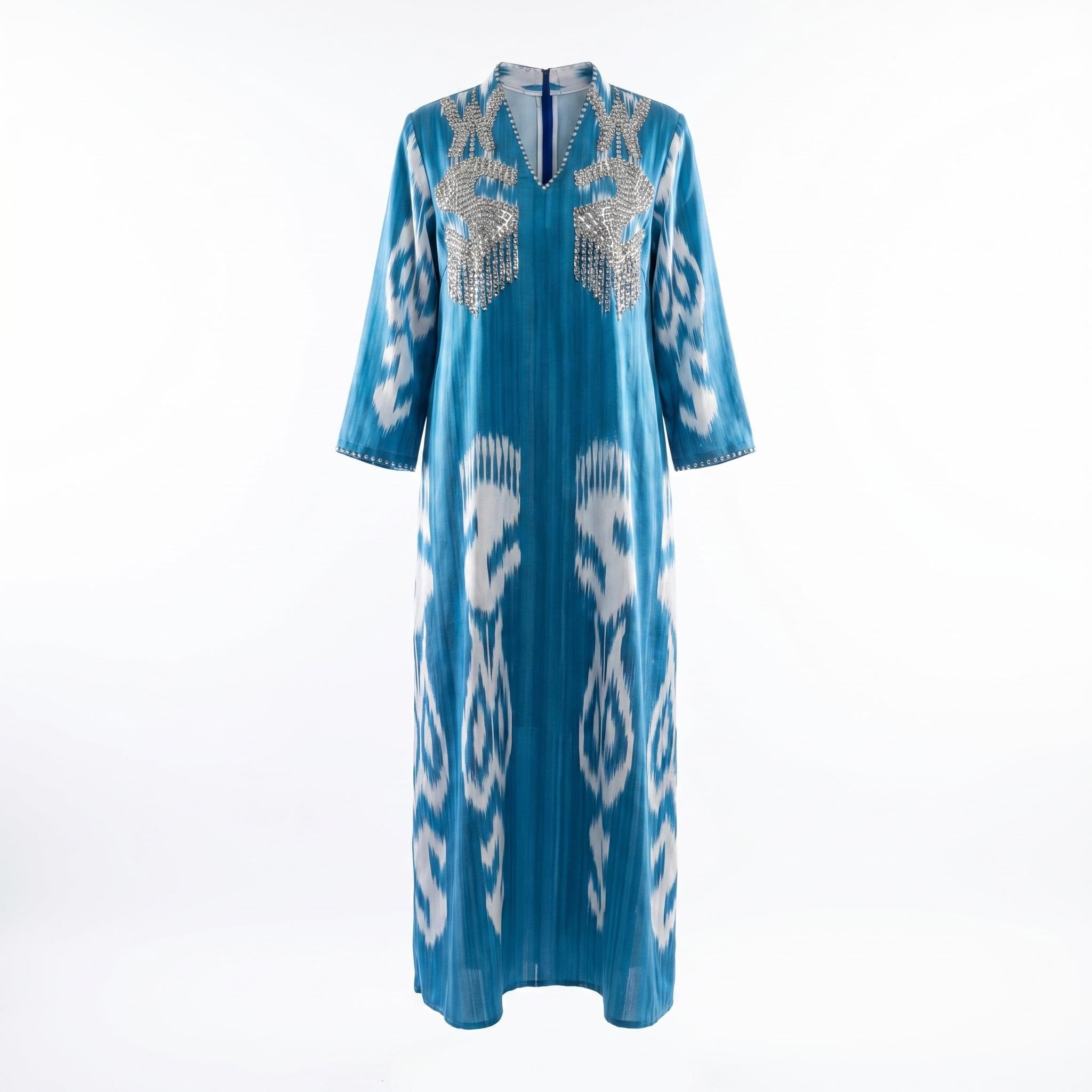 100% Premium Cotton with Traditional Tie-Dye Print and Crystal Hotfix Embellishments.