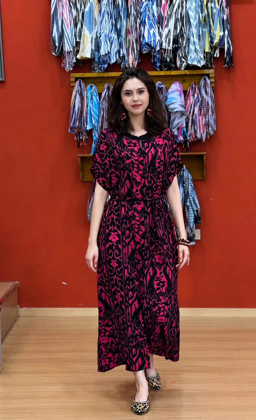 Ruby Atlas Chiffon Kaftan Dress