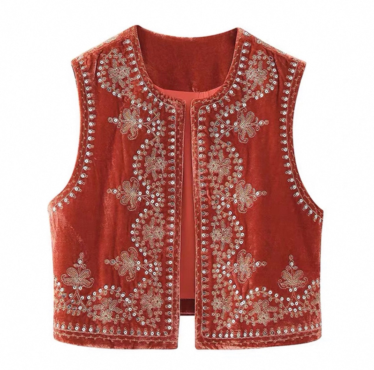 Embroidered Beaded Vest – Ethnic Vintage Style (One Size) 12