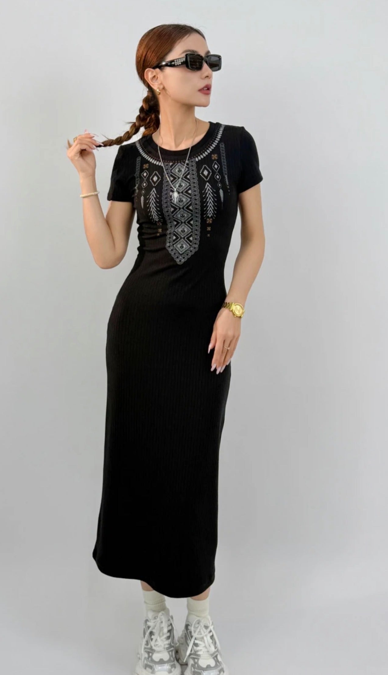 Women’s Black Long Dress(165–185 lbs)