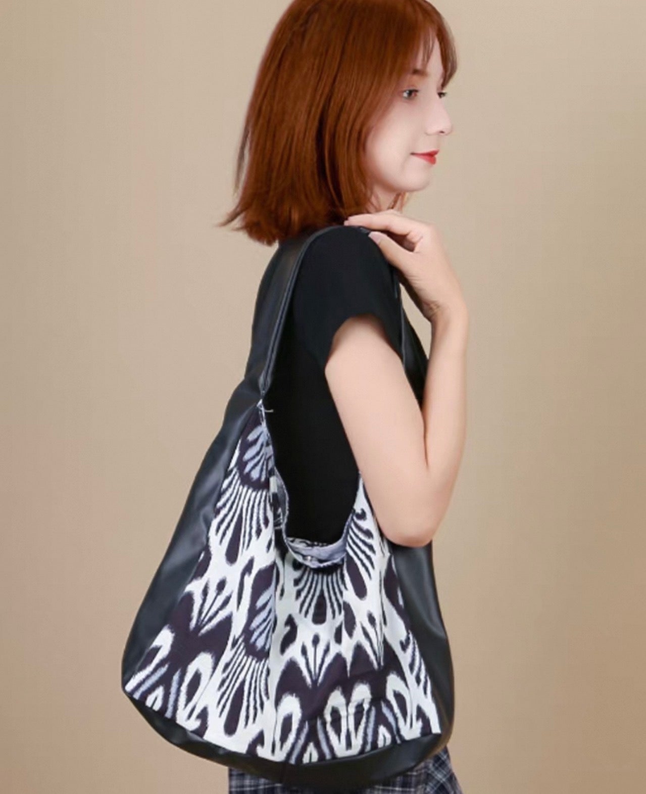 Ethnic Ikat Patchwork Shoulder Bag