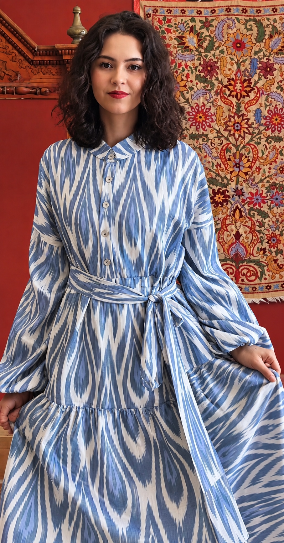 Azure Breeze Tie-Dye Cotton Maxi Dress