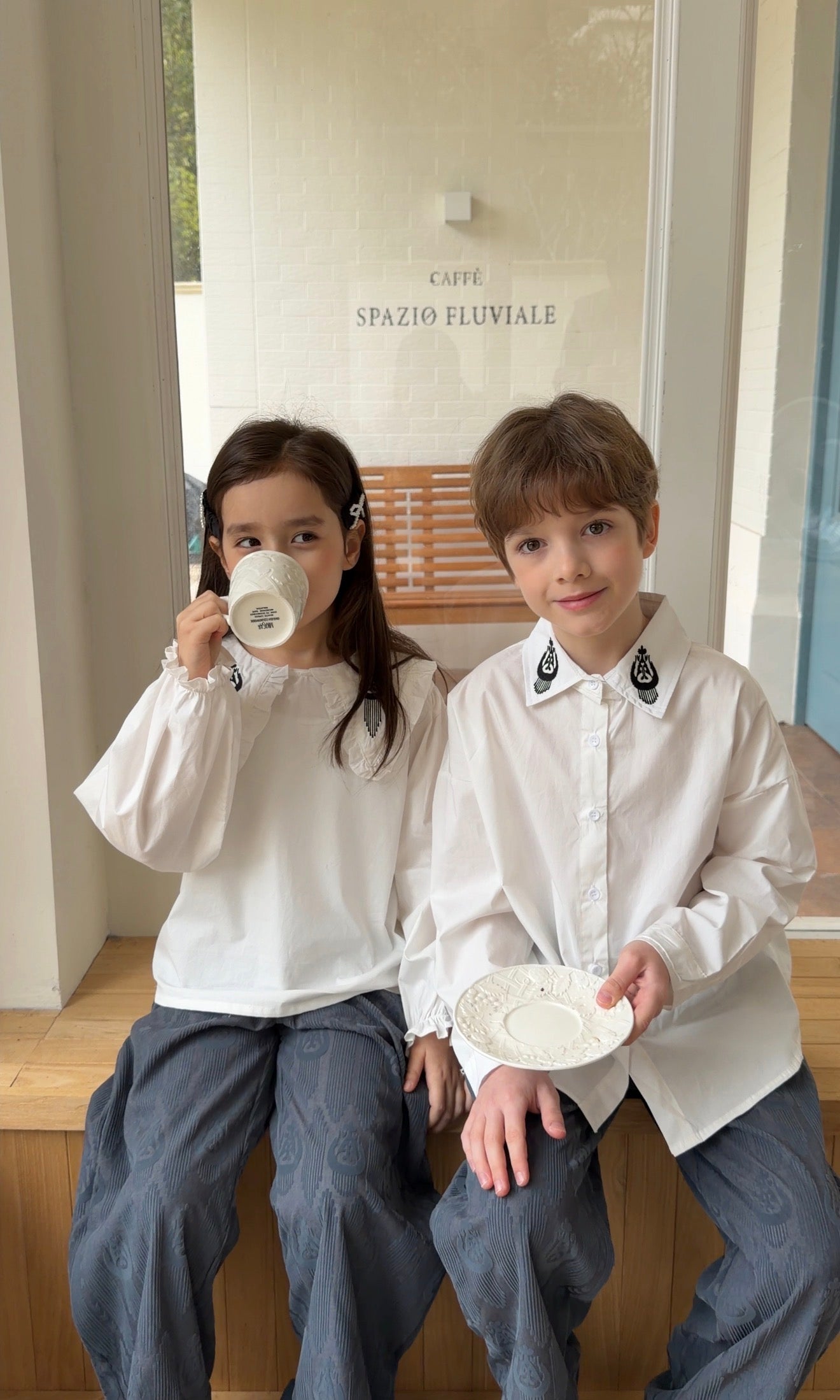 Classic Embroidered Collar Shirt – Boys and girl's Collection