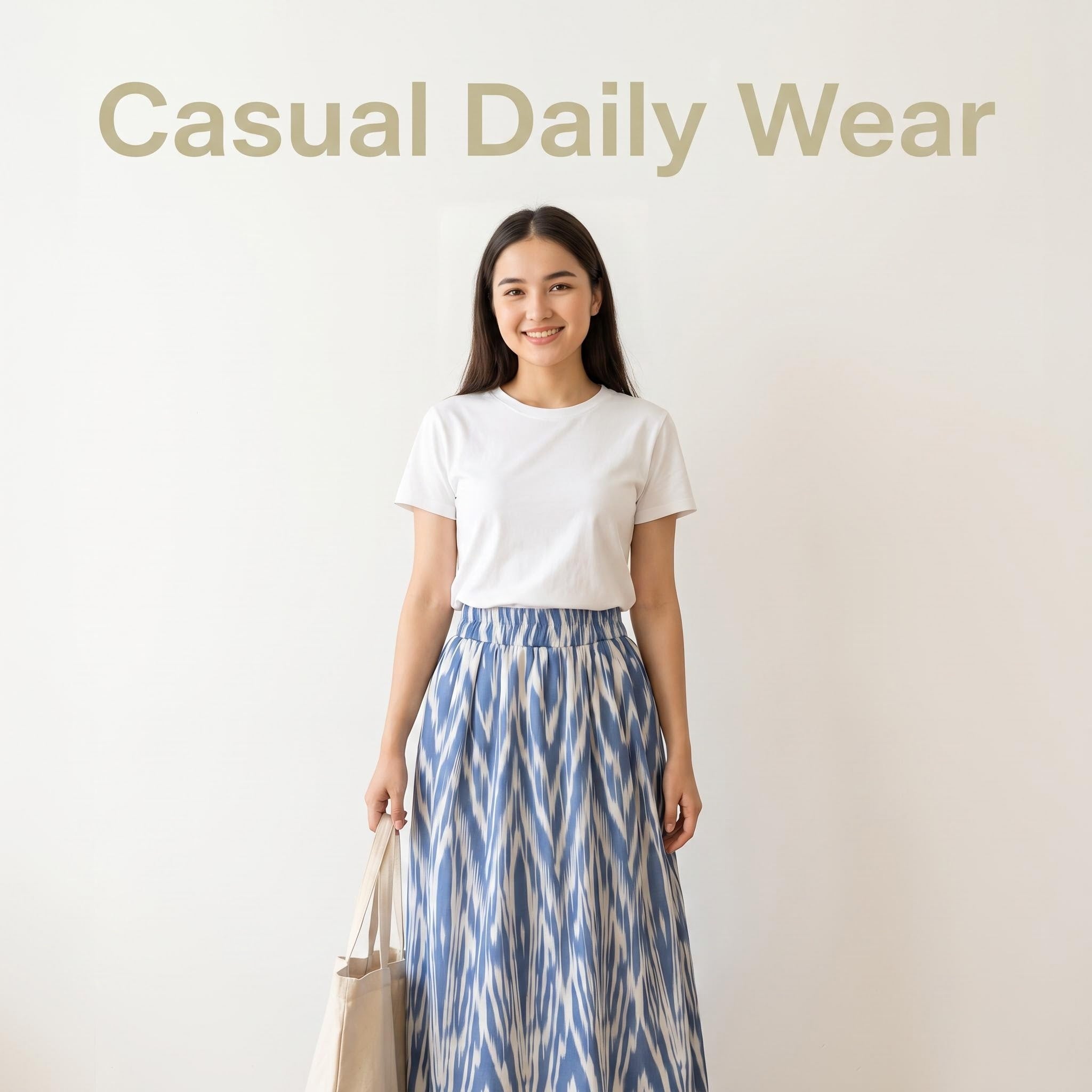 Women's Ikat Linen Maxi Skirt – 100% Linen Heritage A-Line Skirt(One Size)