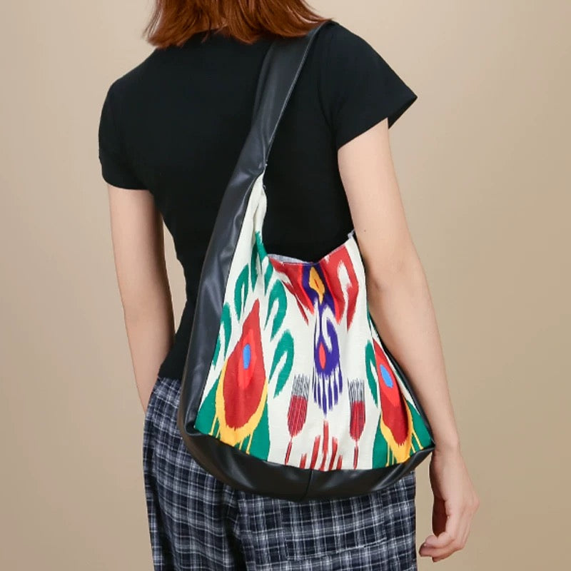 Ethnic Ikat Patchwork Shoulder Bag