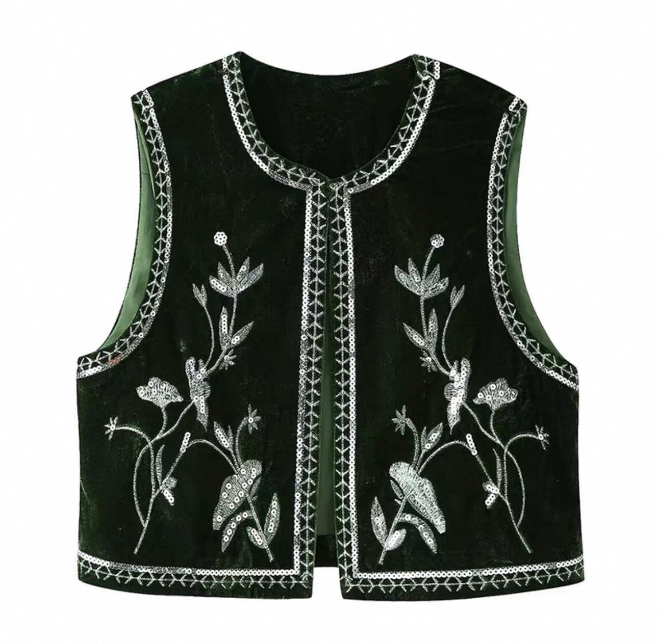 Embroidered Beaded Vest – Ethnic Vintage Style (One Size) 2
