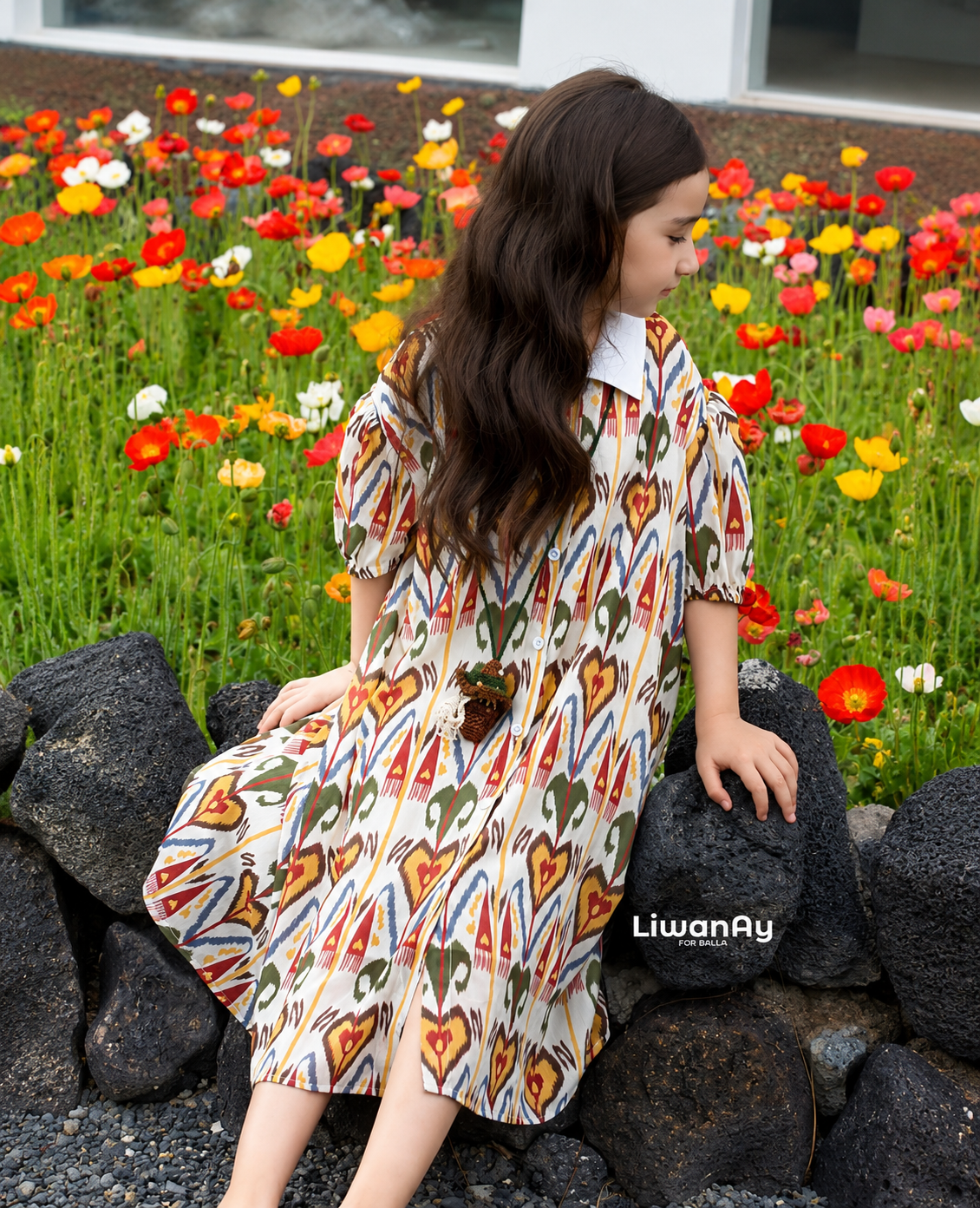 Vintage Ikat Puff Sleeve Dress – LiwanAy Girls