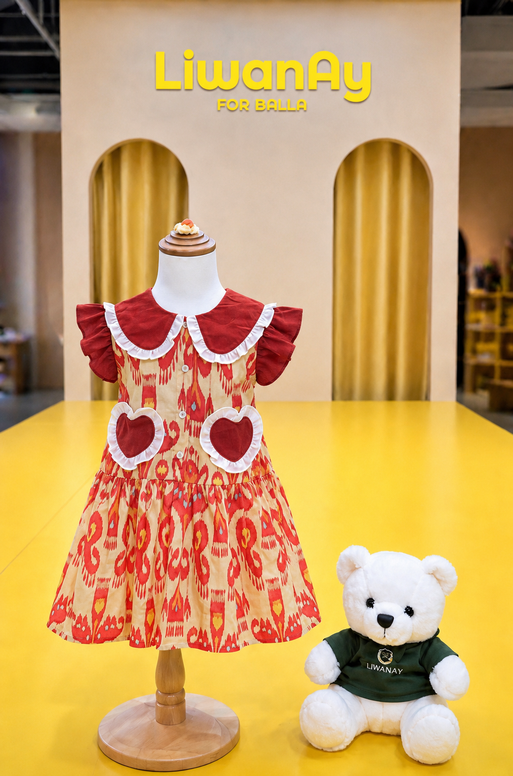 Holiday Celebration Dress – Premium Cotton with Heart Embroidery