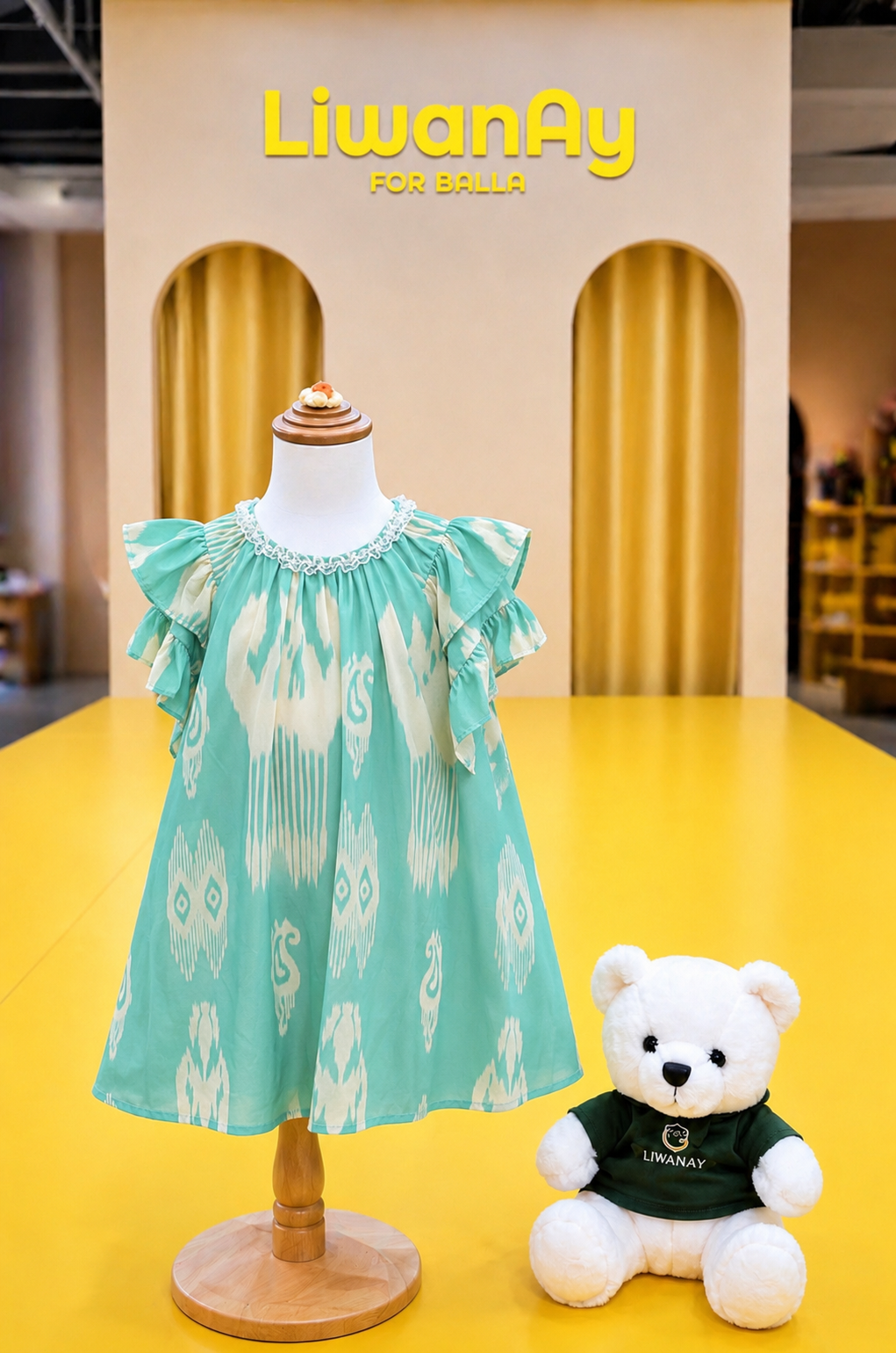 Mint Green Flutter Sleeve Ikat Dress – Liwanay Kids