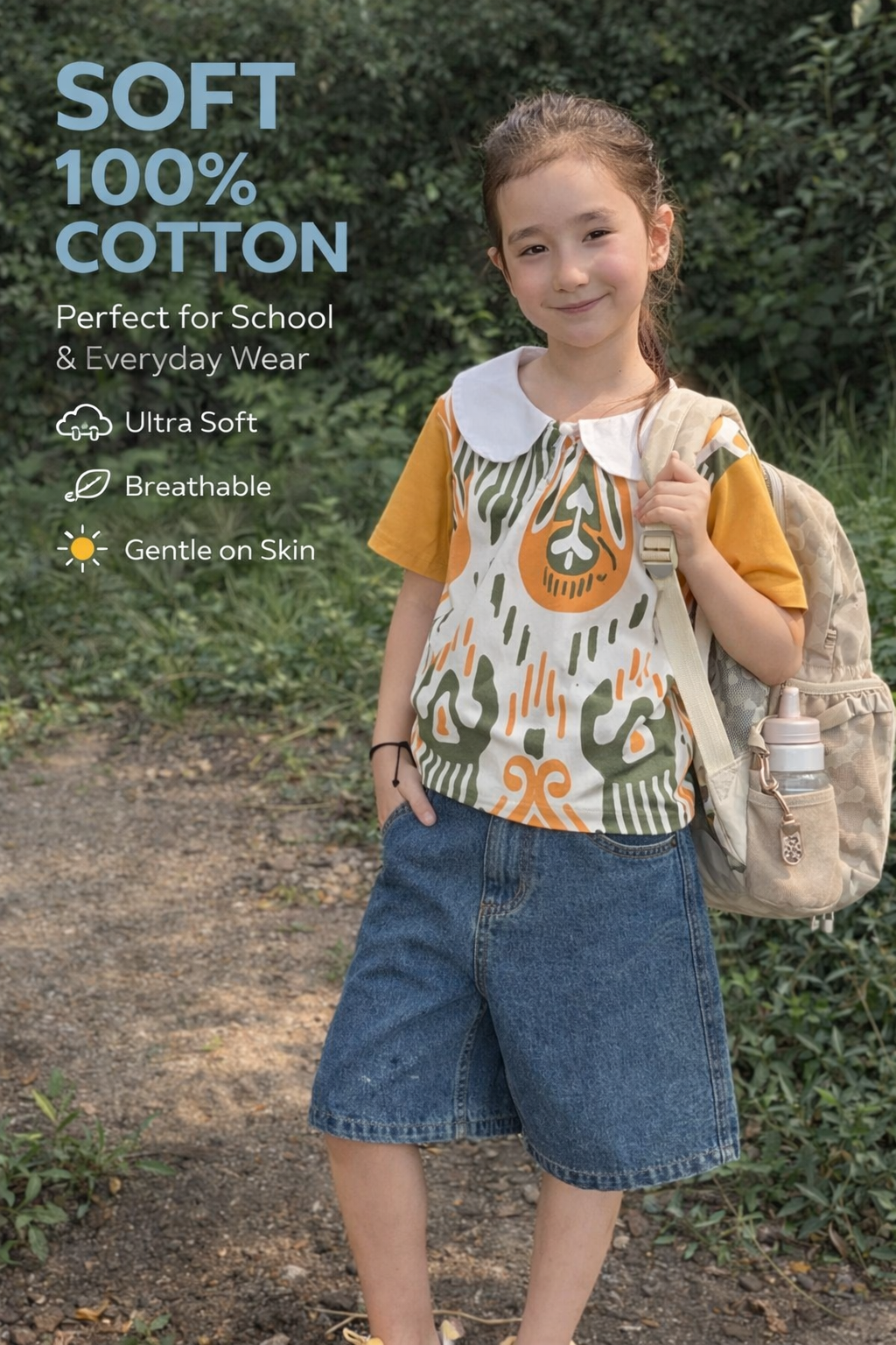 Ikat Summer Top with Contrast Sleeves – Unisex Style | Liwanay