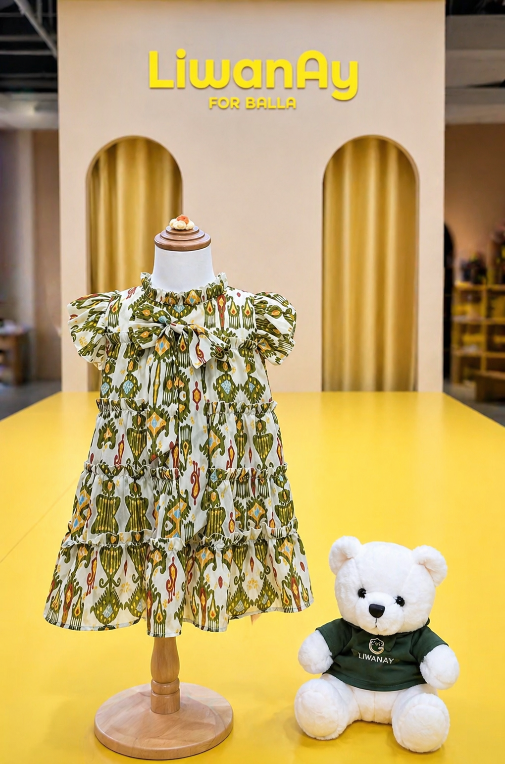 Girls' Tiered Cotton Dress – Atlas Ikat Print