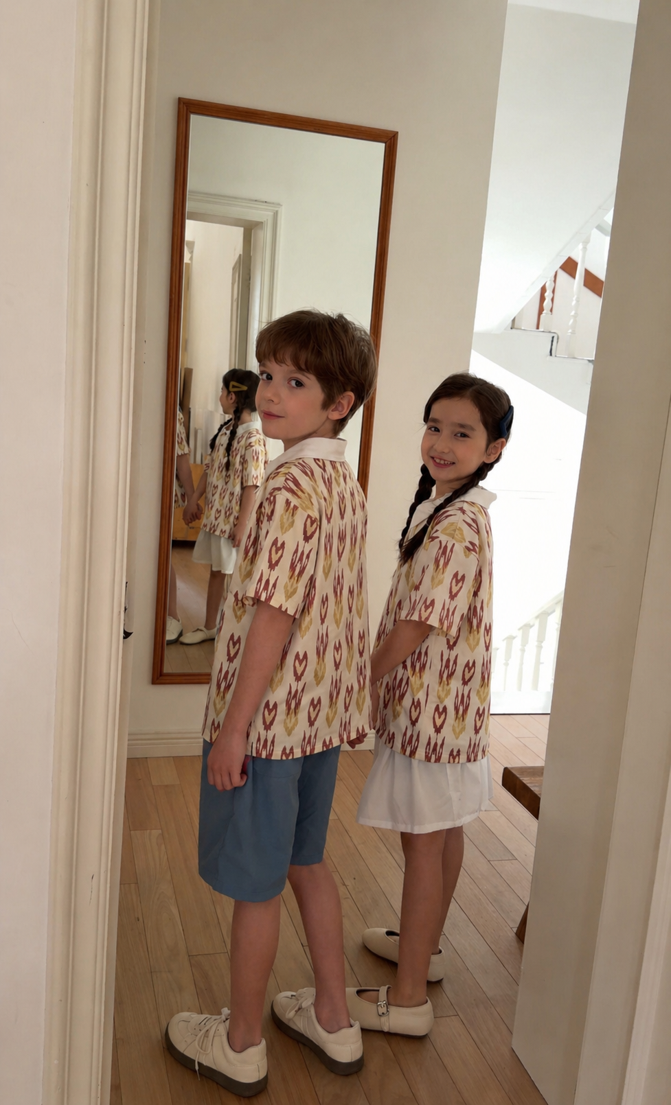 Kids Atlas Ikat Shirt – Unisex Cotton Summer Shirt for Boys & Girls