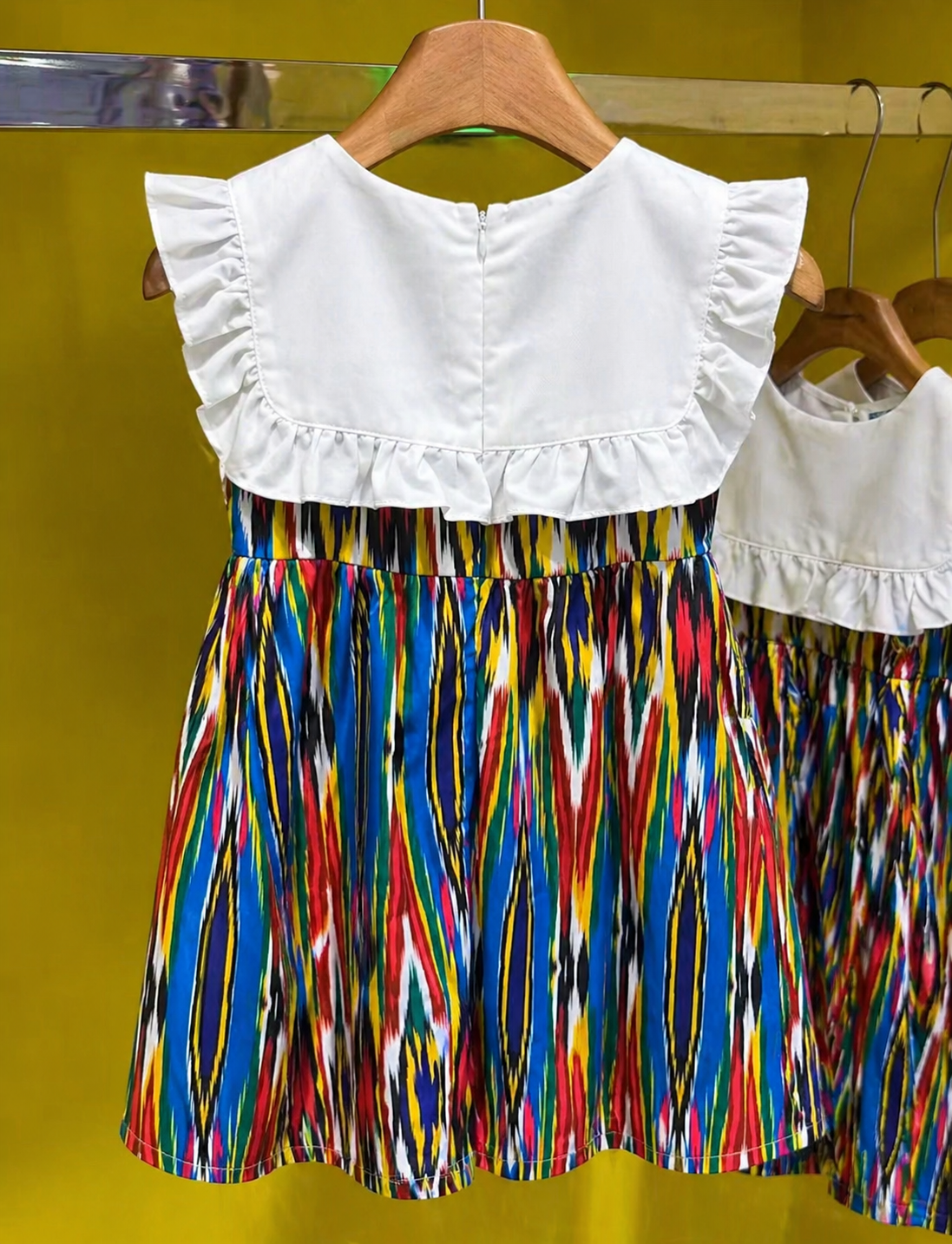 Girls Atlas Ikat Cotton Dress – Soft Breathable Summer Party Dress