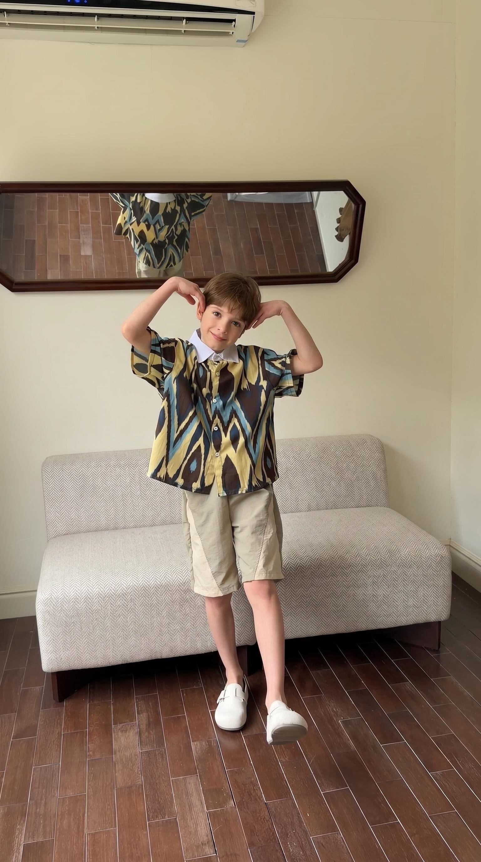 Kids Cotton Atlas Shirt – Ikat Button-Up Shirt (Unisex)