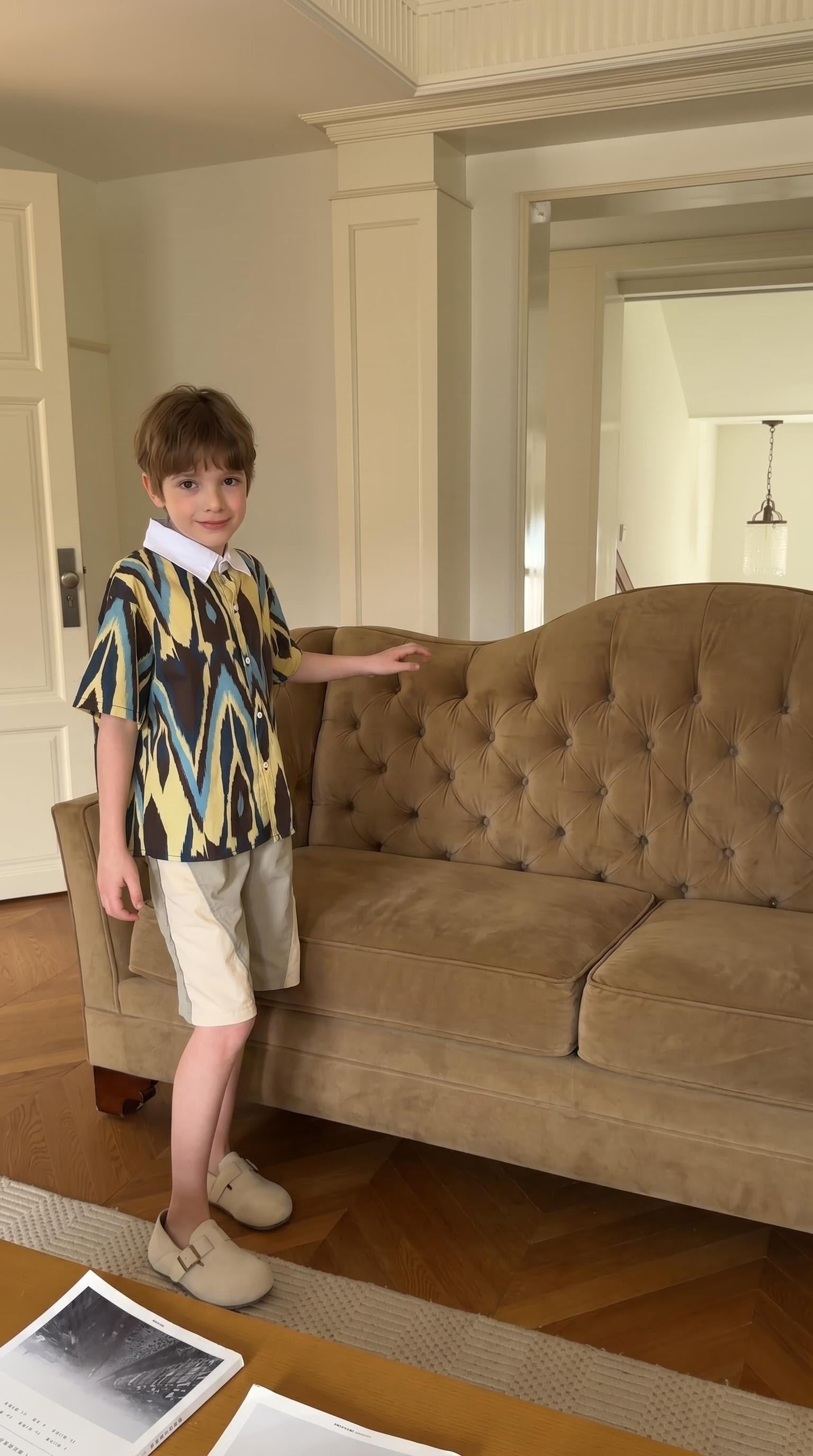 Kids Cotton Atlas Shirt – Ikat Button-Up Shirt (Unisex)