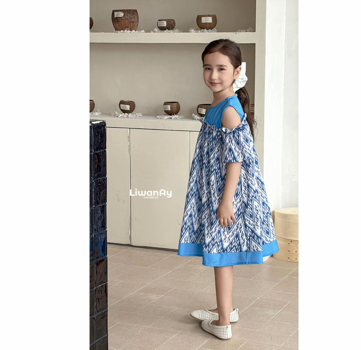 Siblings Set – Blue Ikat Dress & Shirt (Buy Separately )
