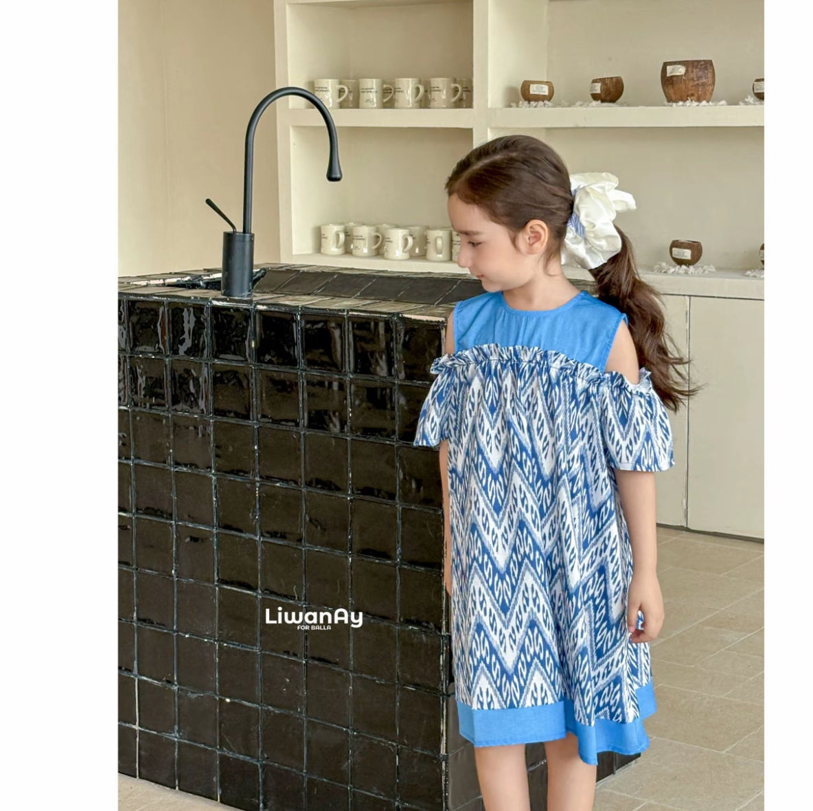 Siblings Set – Blue Ikat Dress & Shirt (Buy Separately )