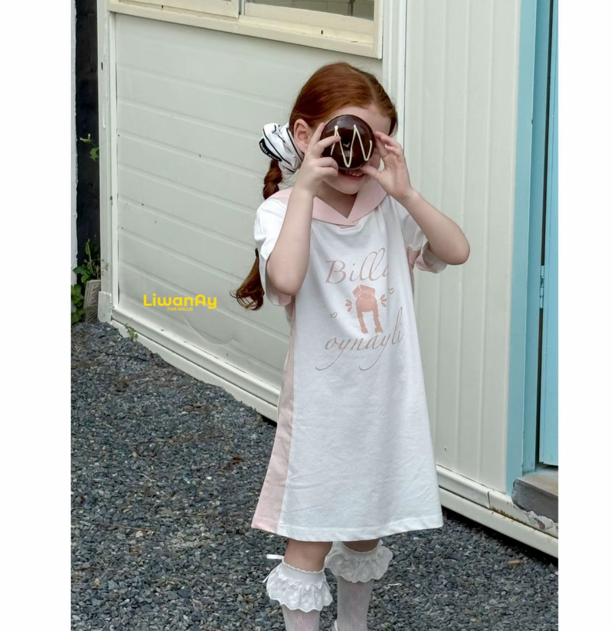 Sporty Sailor-Collar Cotton Dress – "Bella" Print