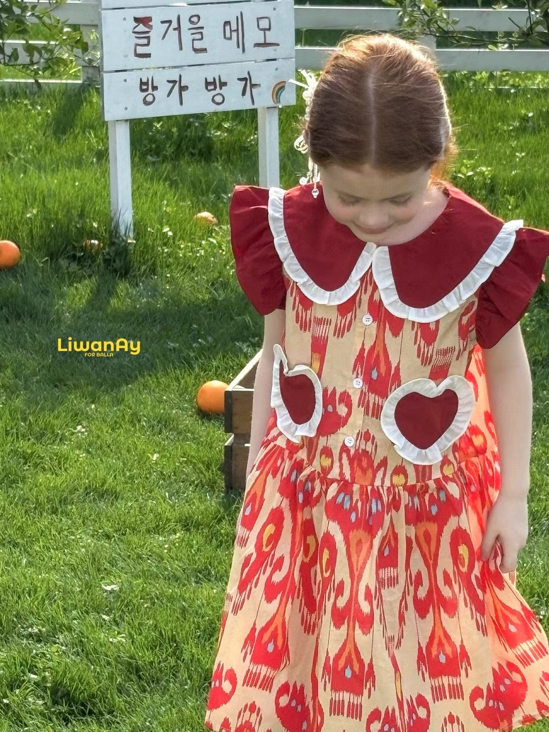 Holiday Celebration Dress – Premium Cotton with Heart Embroidery