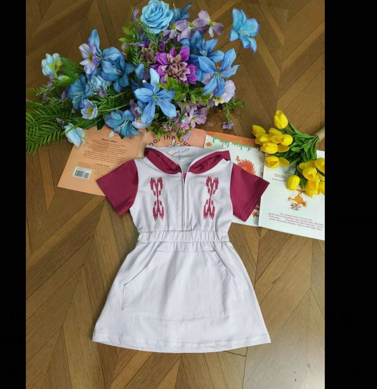 Sporty Hooded Dress with Ikat Embroidery | Liwanay Active Series