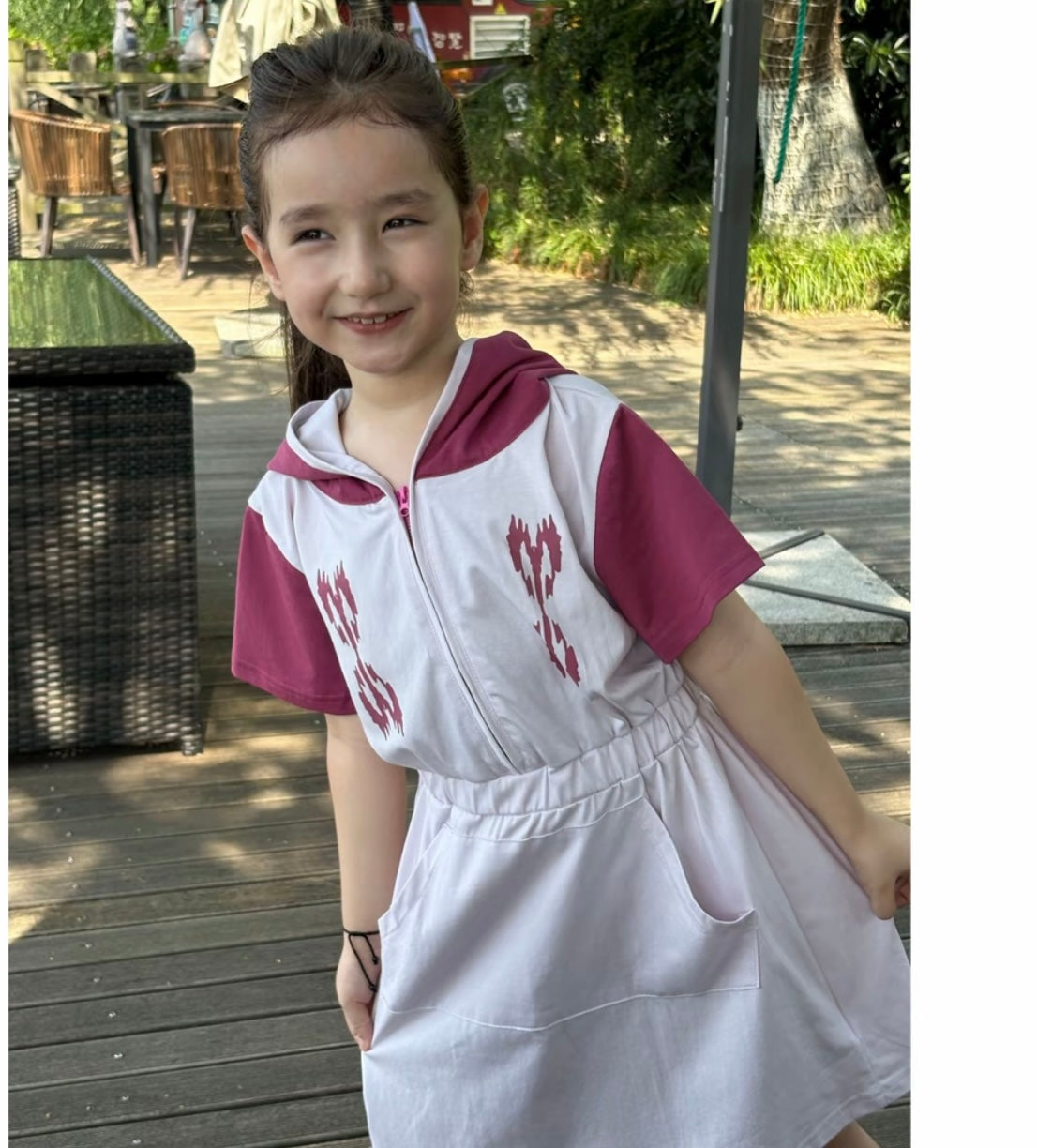 Sporty Hooded Dress with Ikat Embroidery | Liwanay Active Series