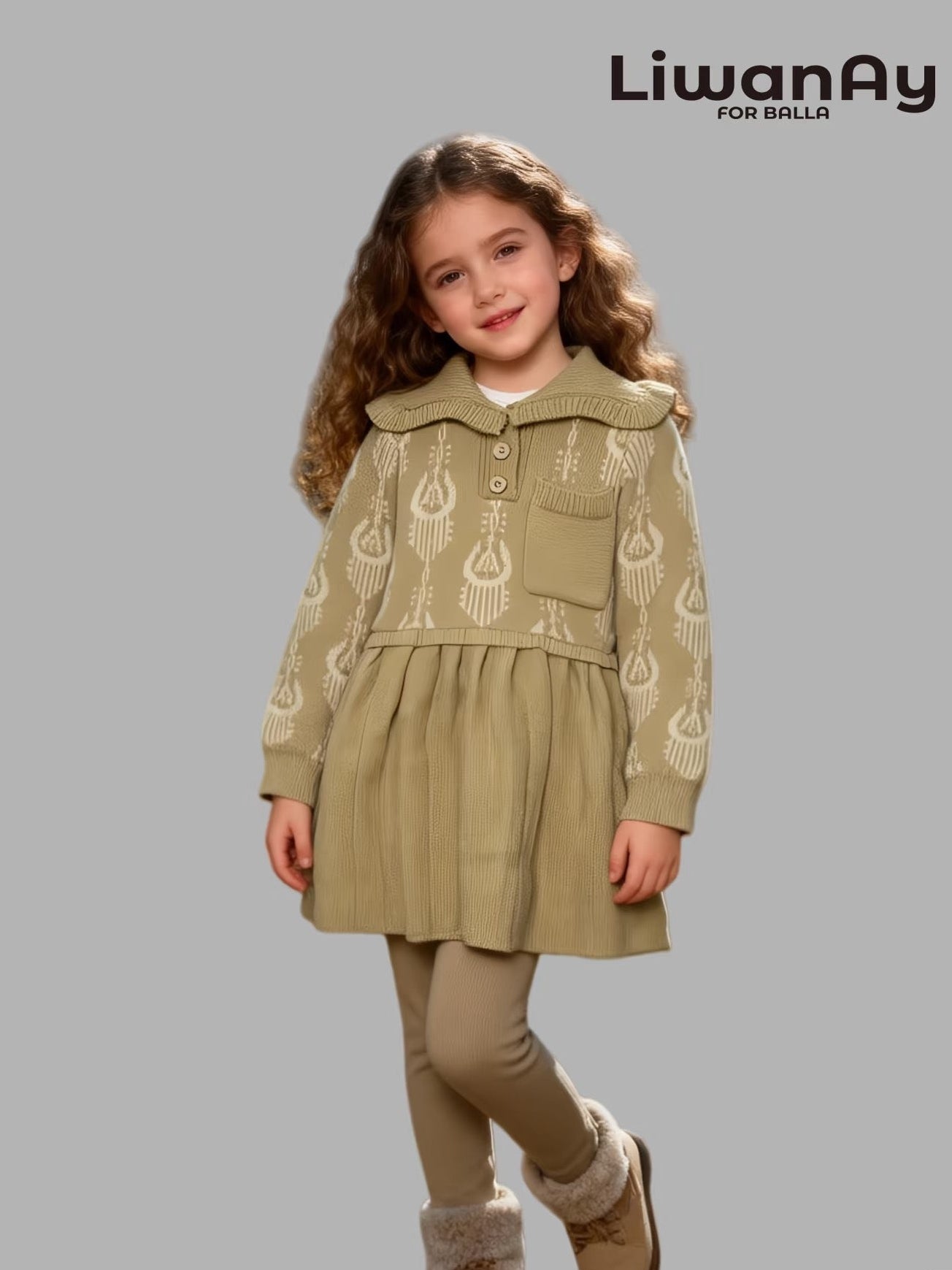 Atlas Knit Long Sleeve Dress for Girls