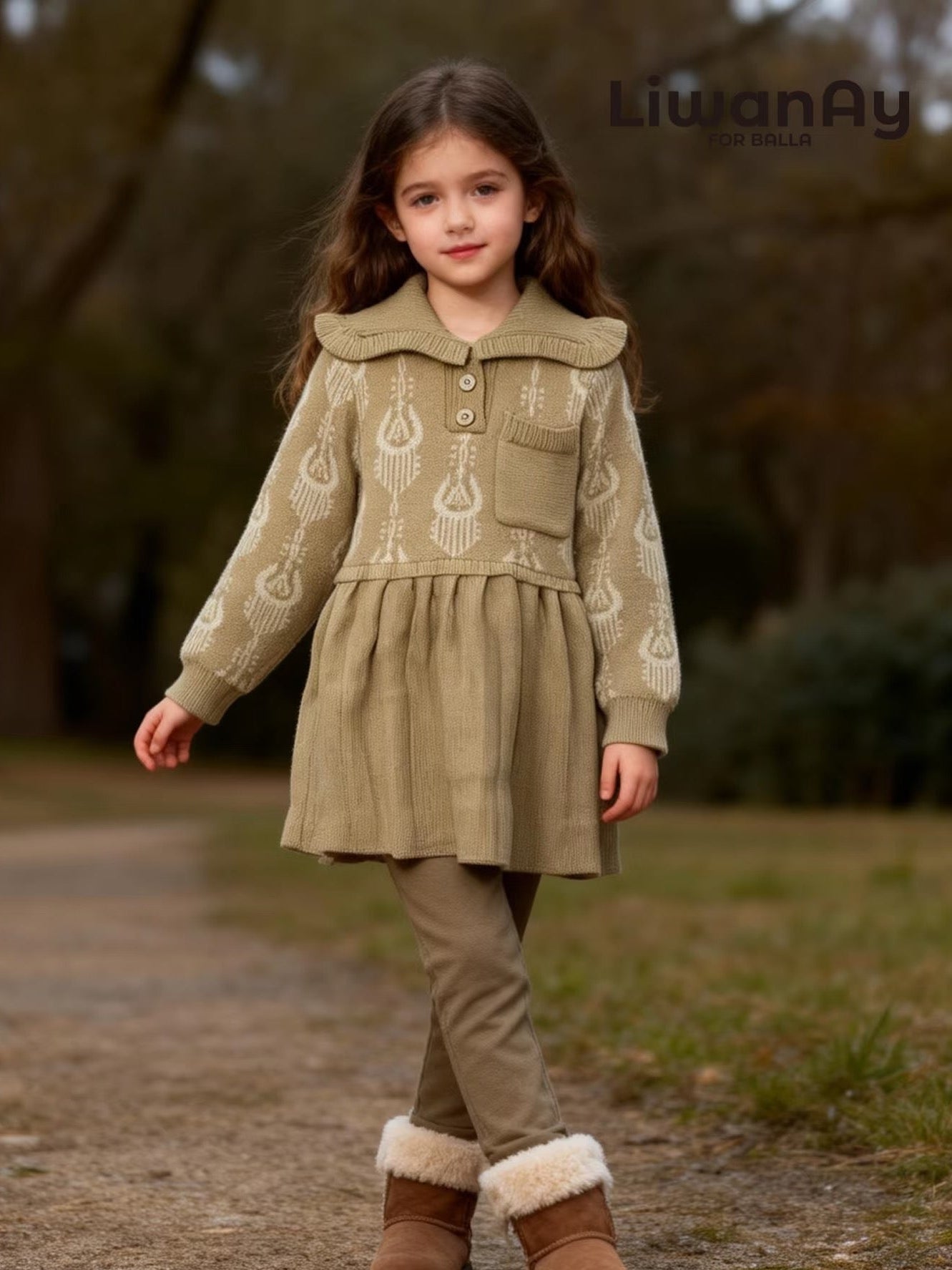 Atlas Knit Long Sleeve Dress for Girls