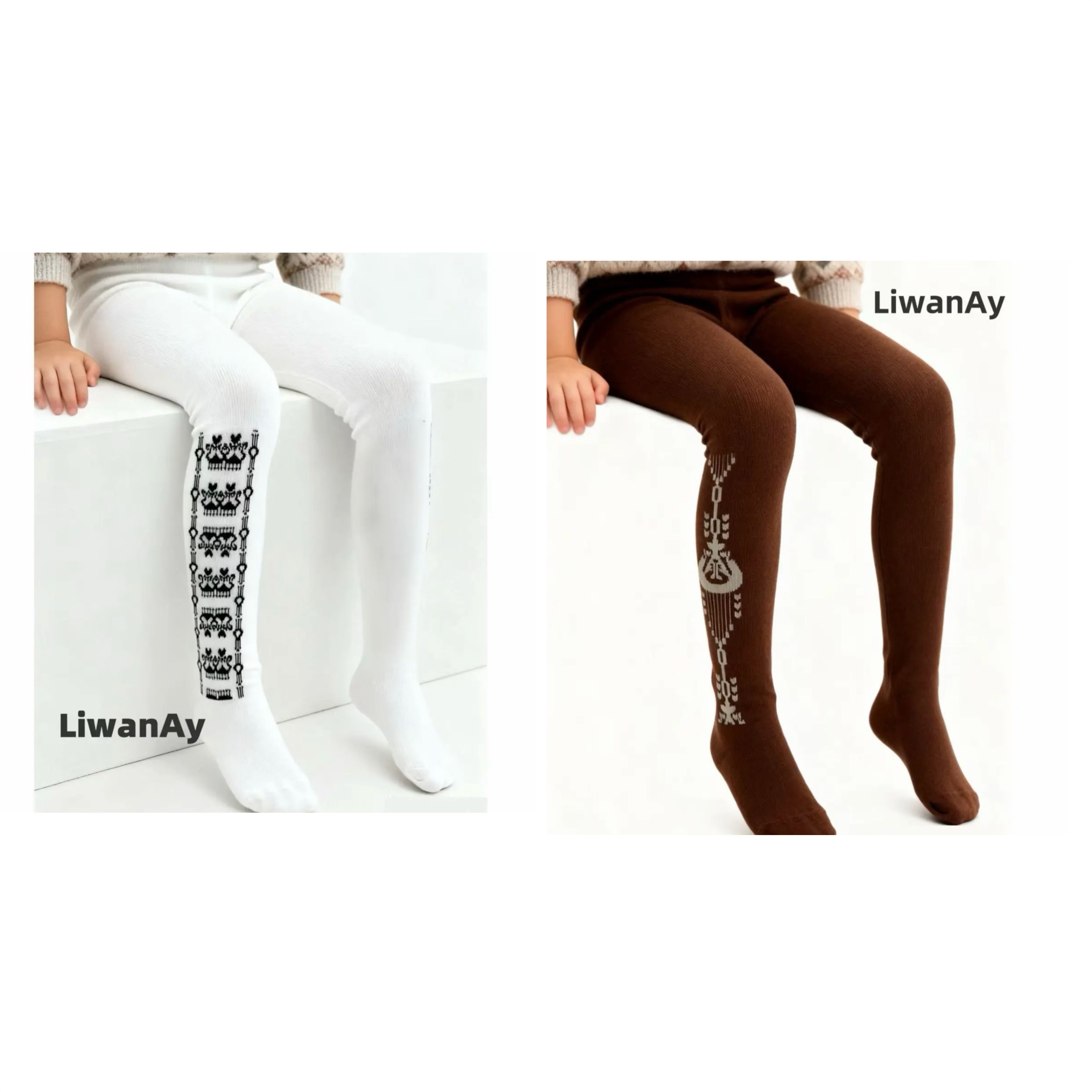 Kids Cable Knit Tights – Soft Cotton Warm Leggings for Girls & Toddlers (two/three set)