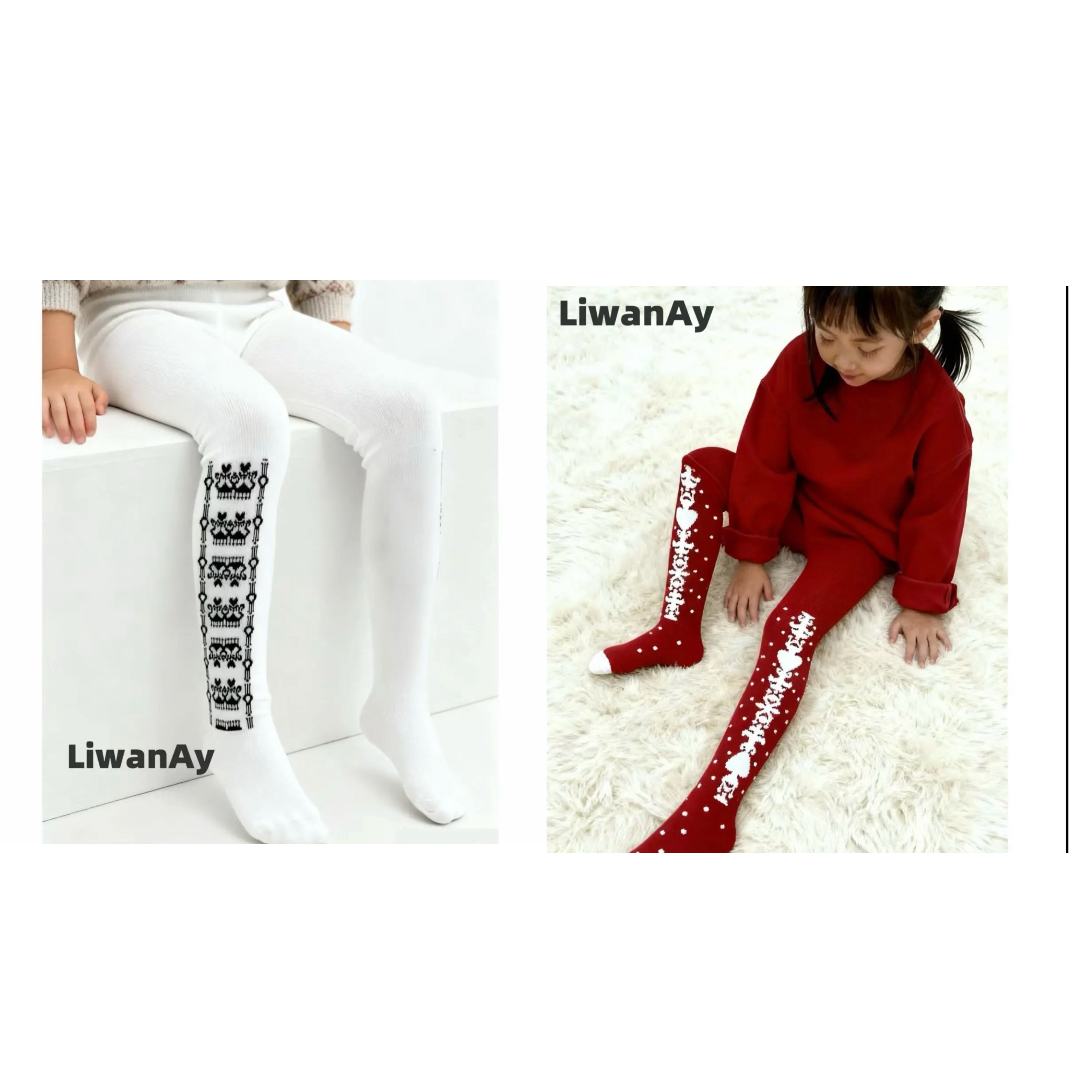 Kids Cable Knit Tights – Soft Cotton Warm Leggings for Girls & Toddlers (two/three set)