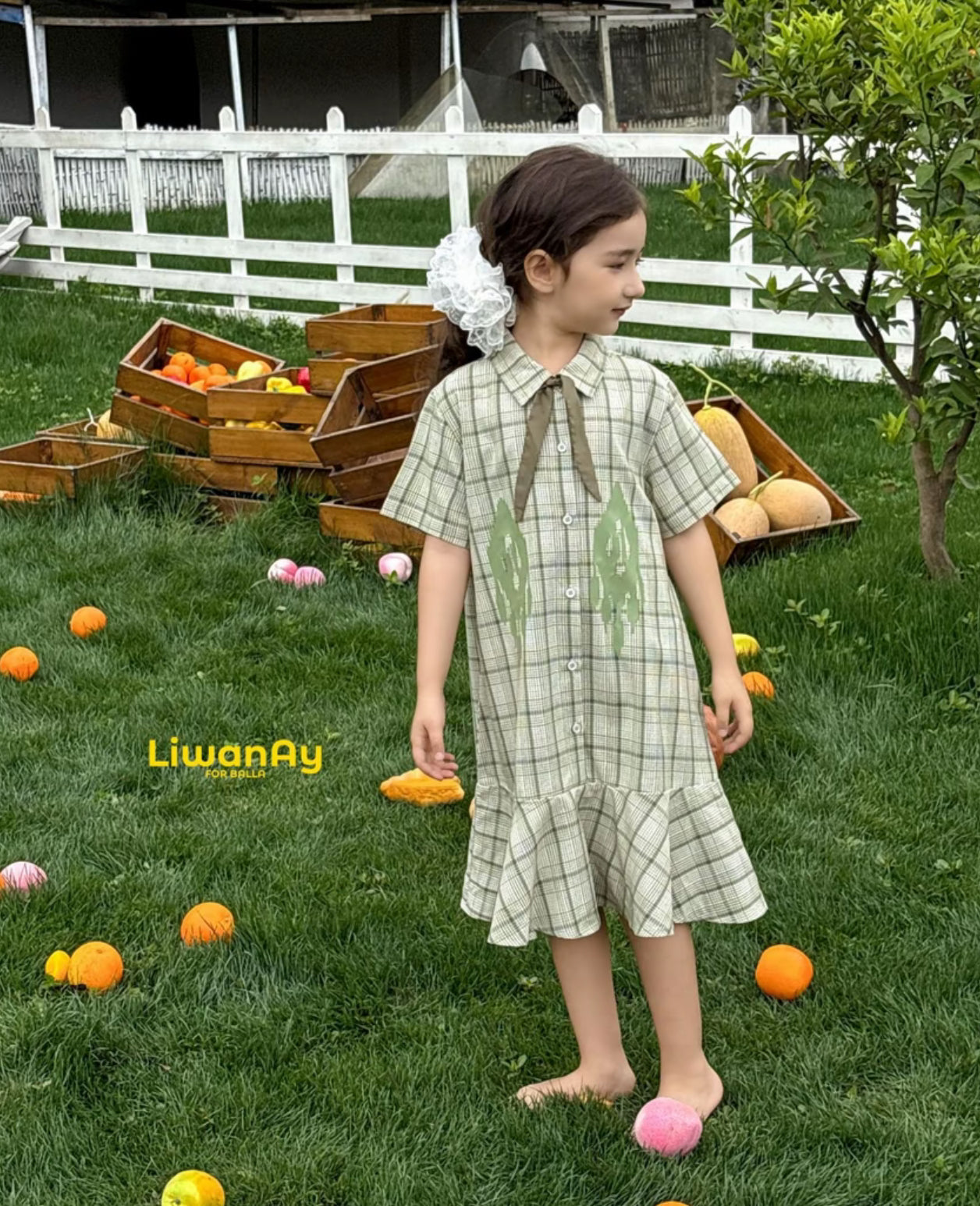 Matching Sibling Outfit – Plaid Ikat Shirt & Dress Set