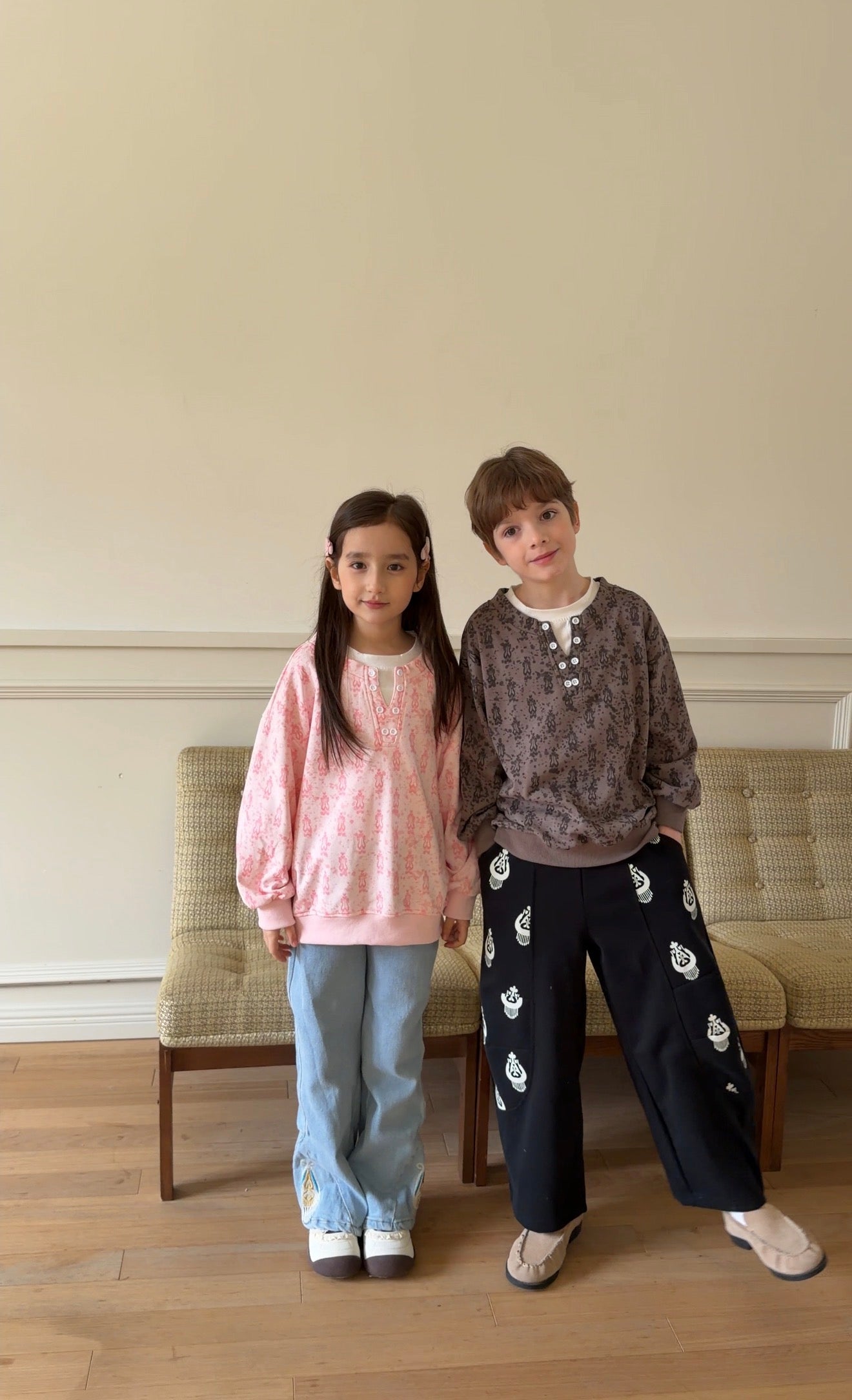 Kids Cotton Ikat Long Sleeve Shirt – Lightweight Unisex Spring Summer Top