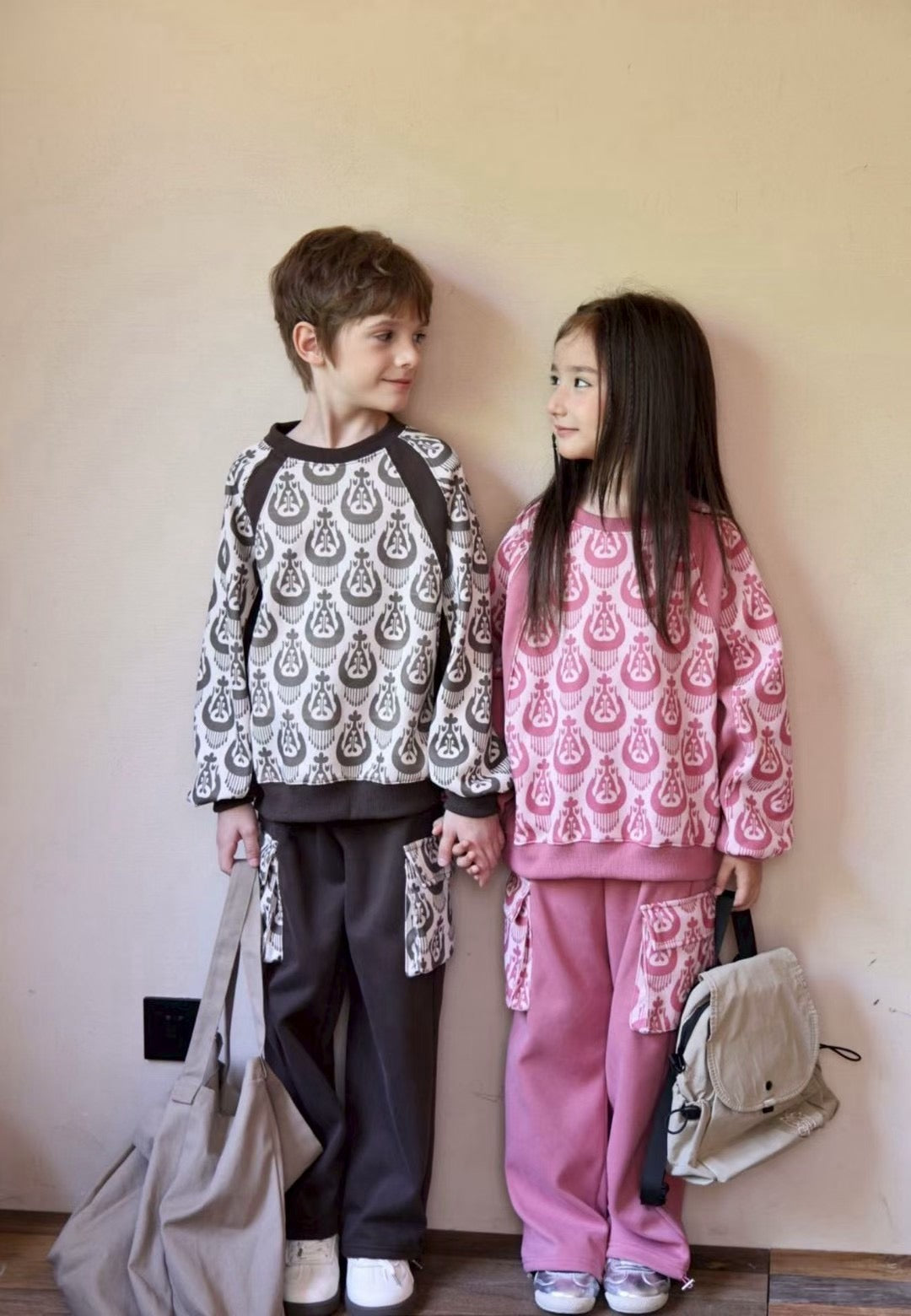 Black Atlas/Ikat Sweatshirt Set